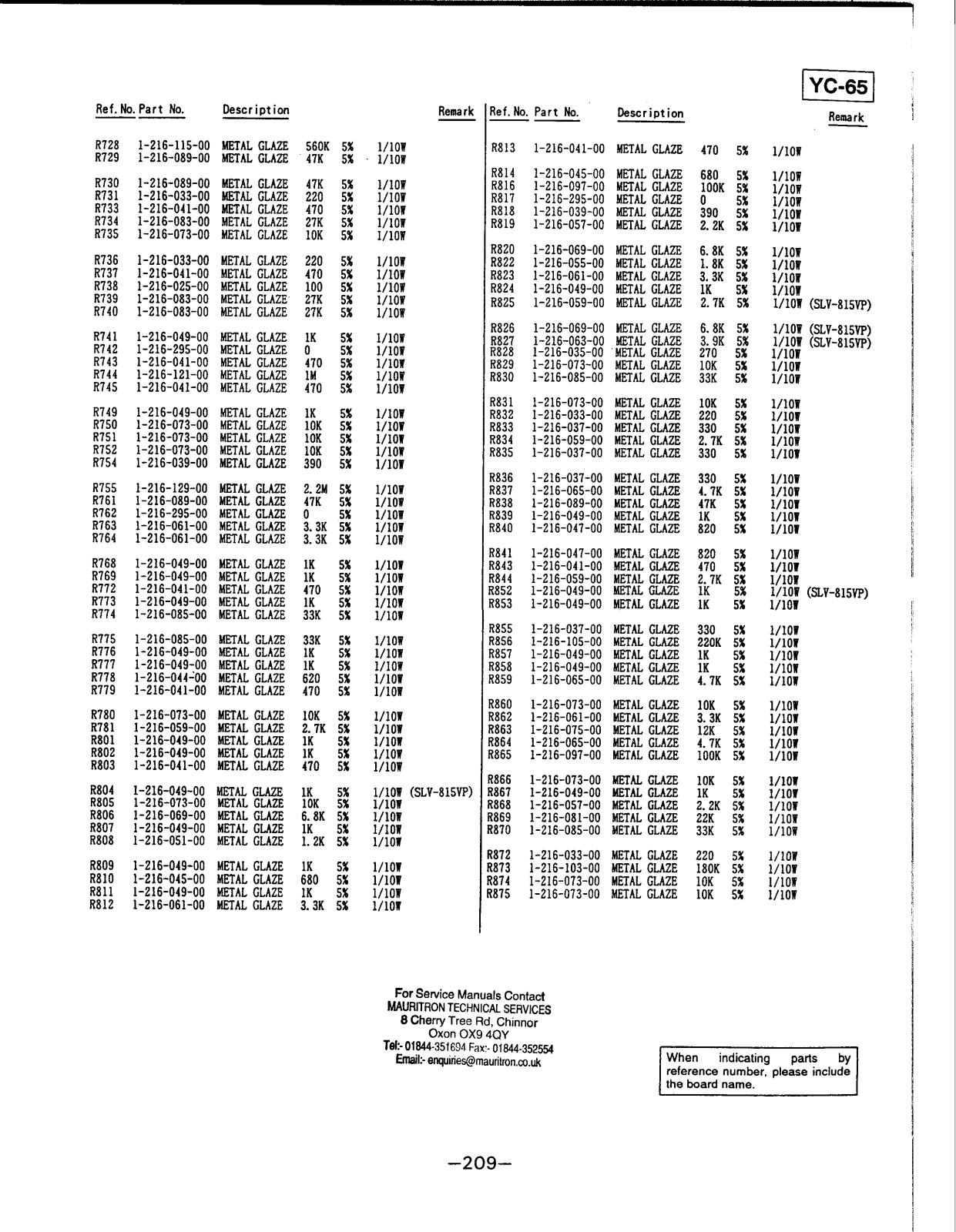 SONY slv815/ub/vp Service Manual Pages 251-311