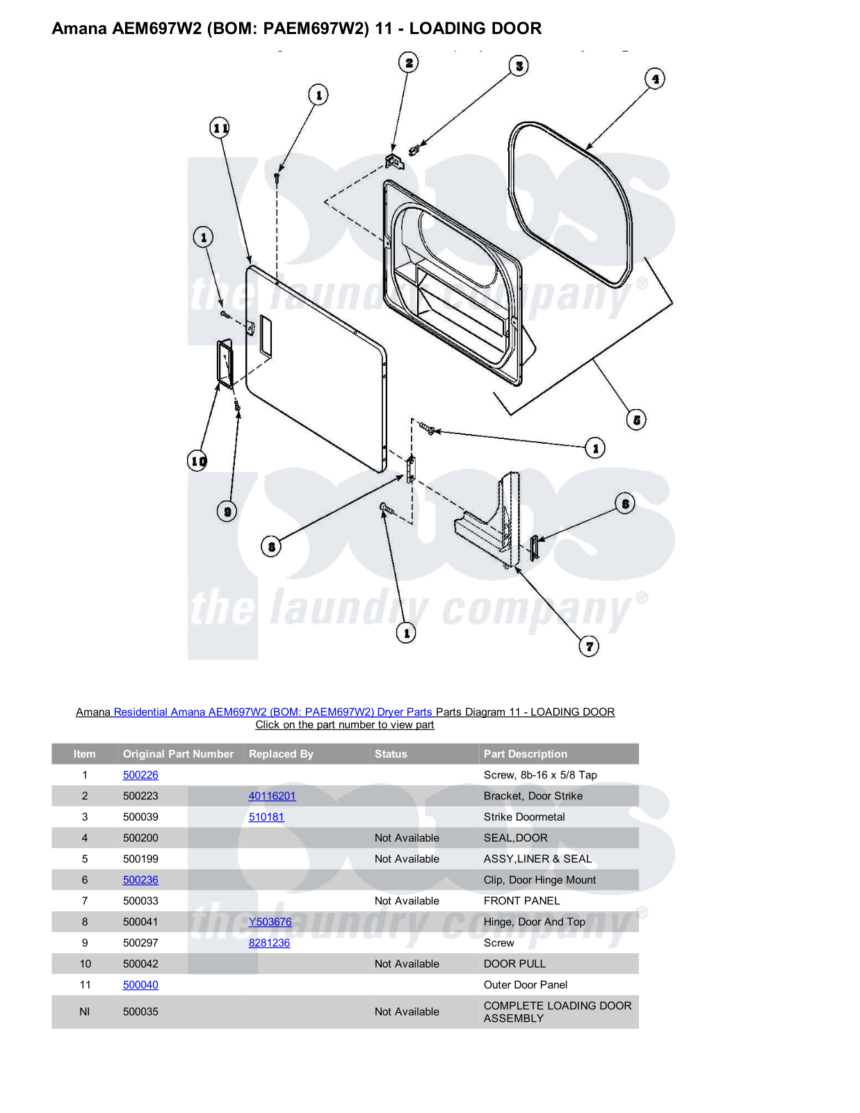 Amana AEM697W2 Parts Diagram