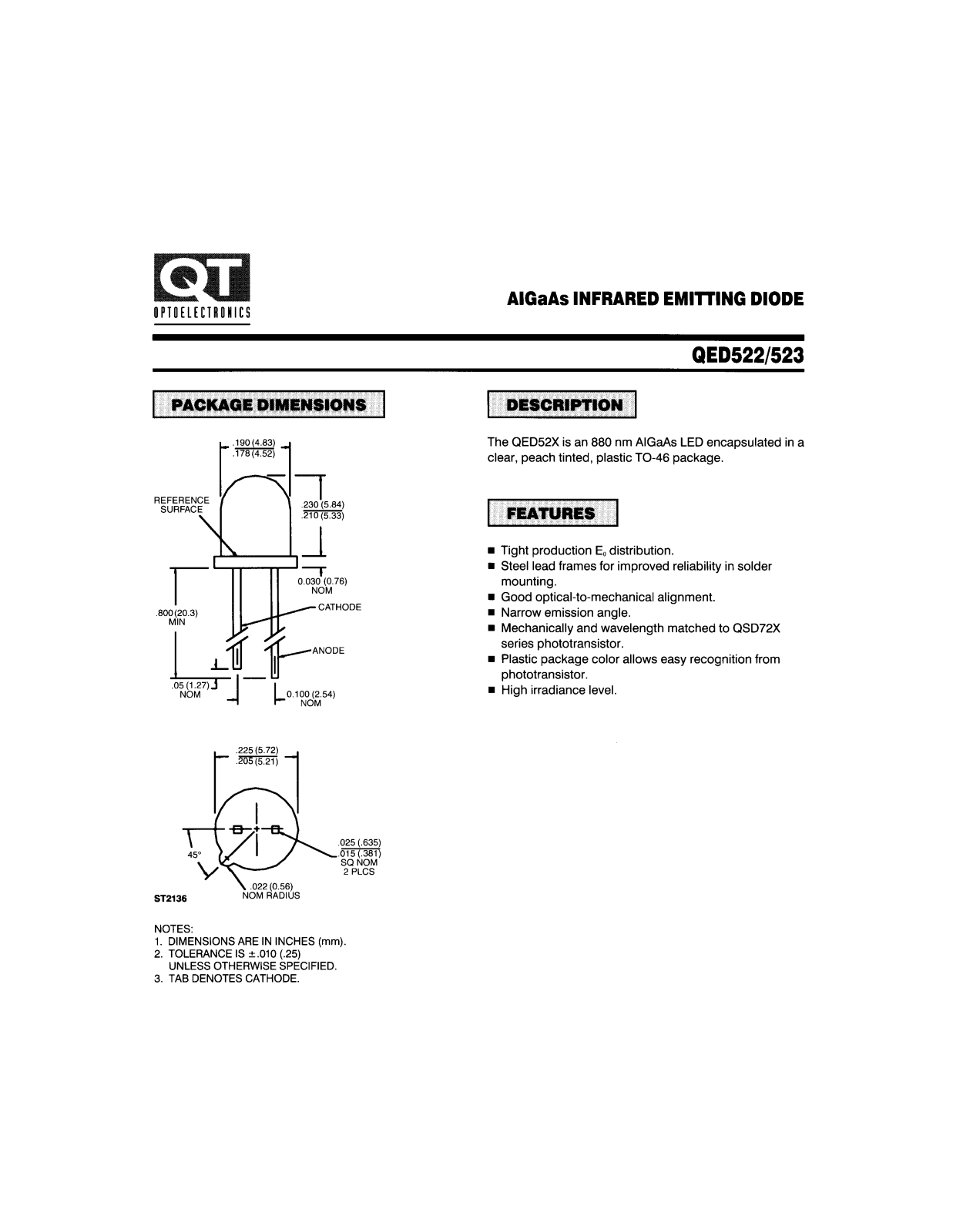 QT QED522, QED523 Datasheet