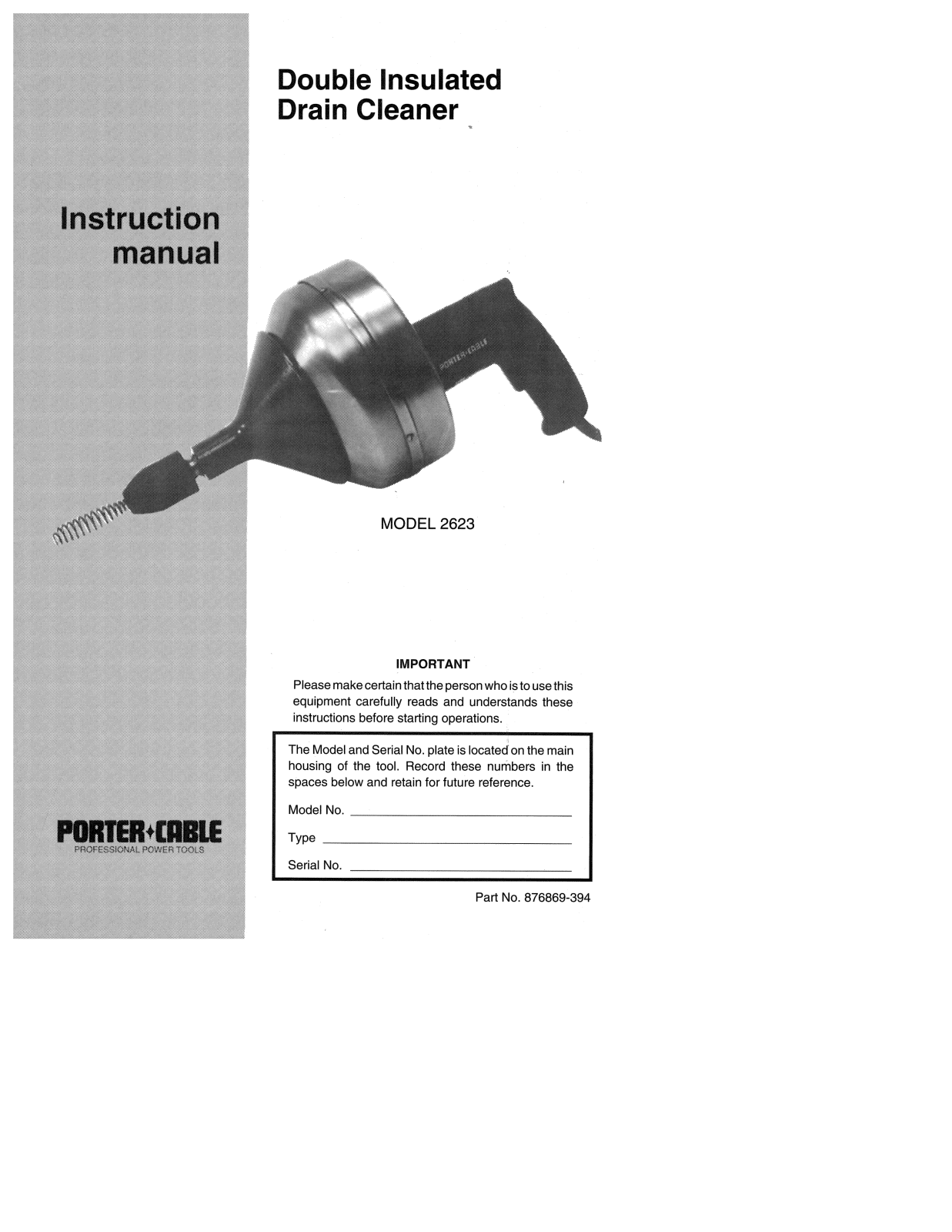 Porter-Cable 2623 User Manual