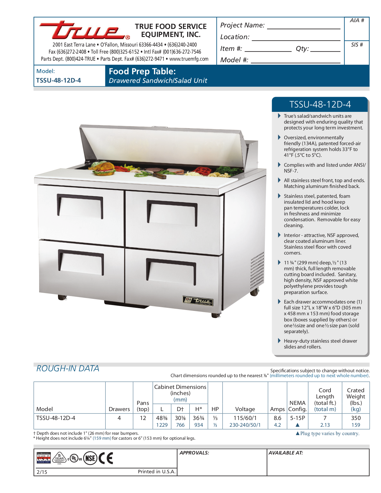 True TSSU-48-12D-4 User Manual