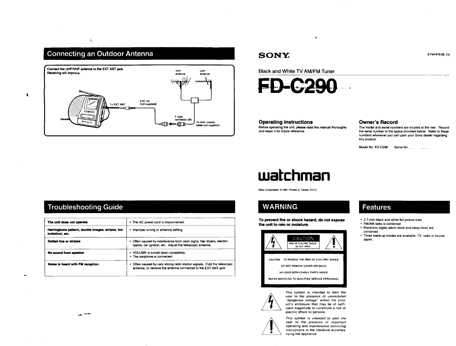 Sony FD-C290 User Manual