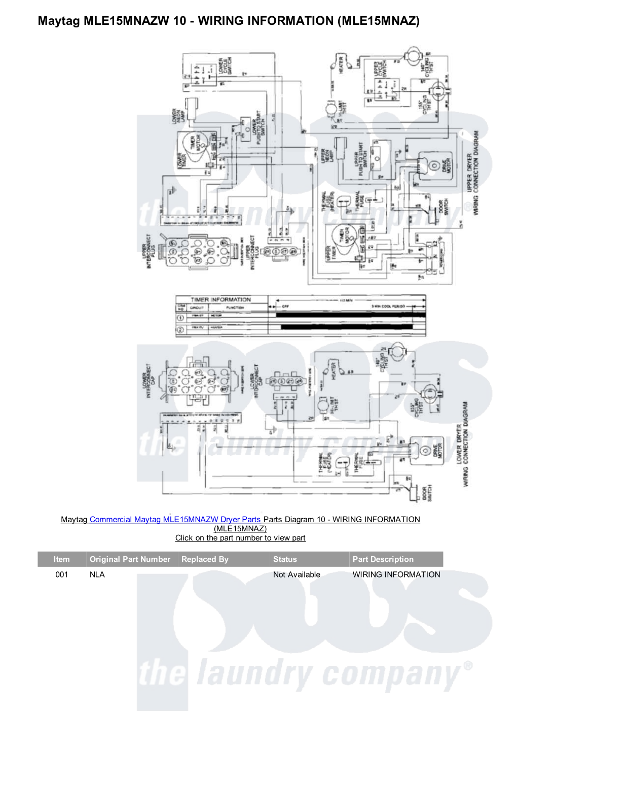 Maytag MLE15MNAZW Parts Diagram