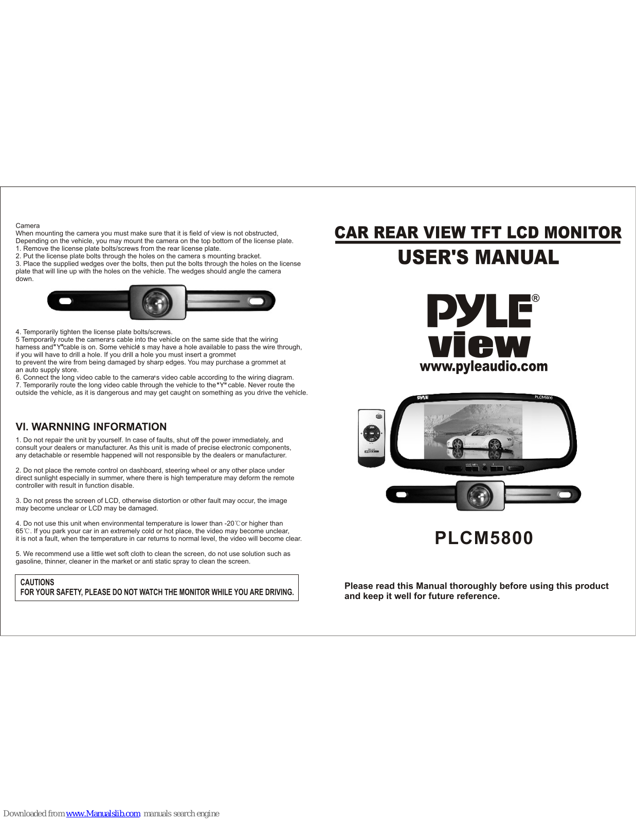 Pyle view PLCM5800 User Manual - ManualMachine.com