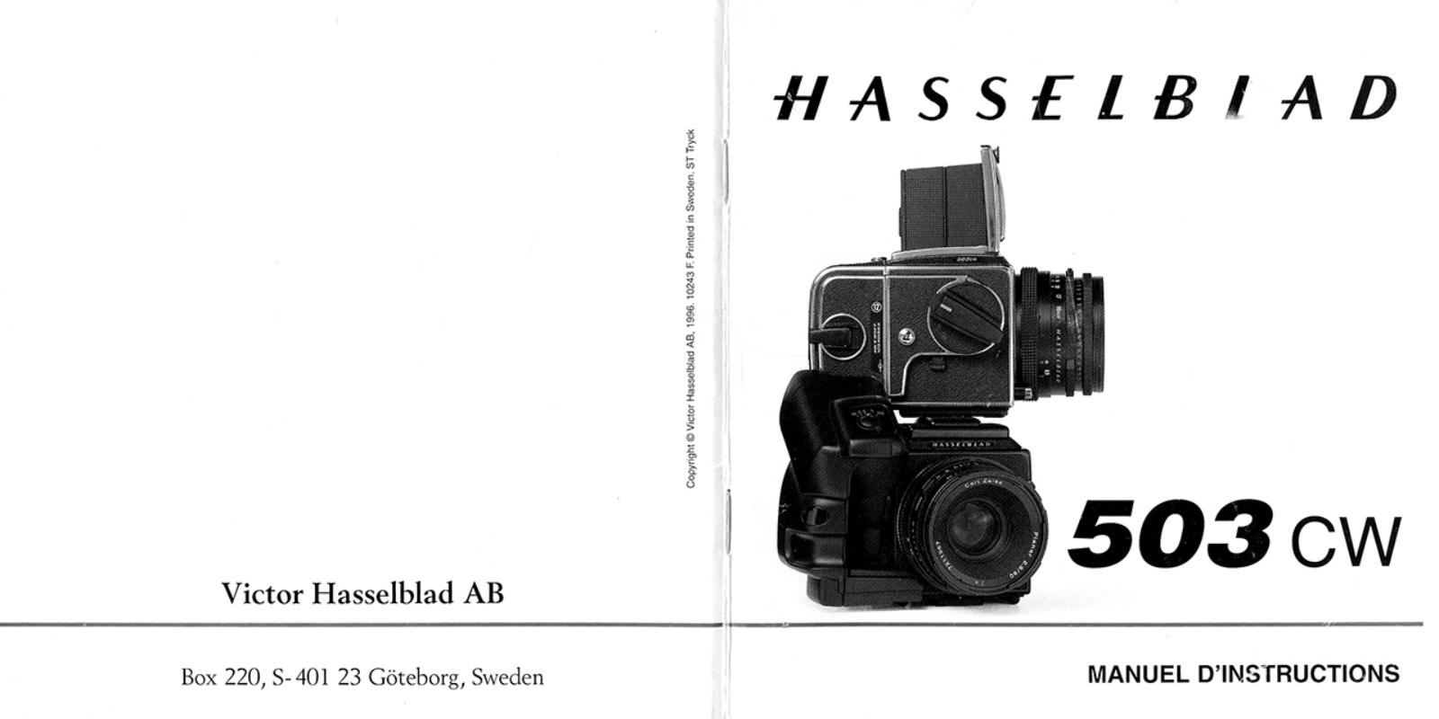 HASSELBLAD 503 CW Instruction Manual