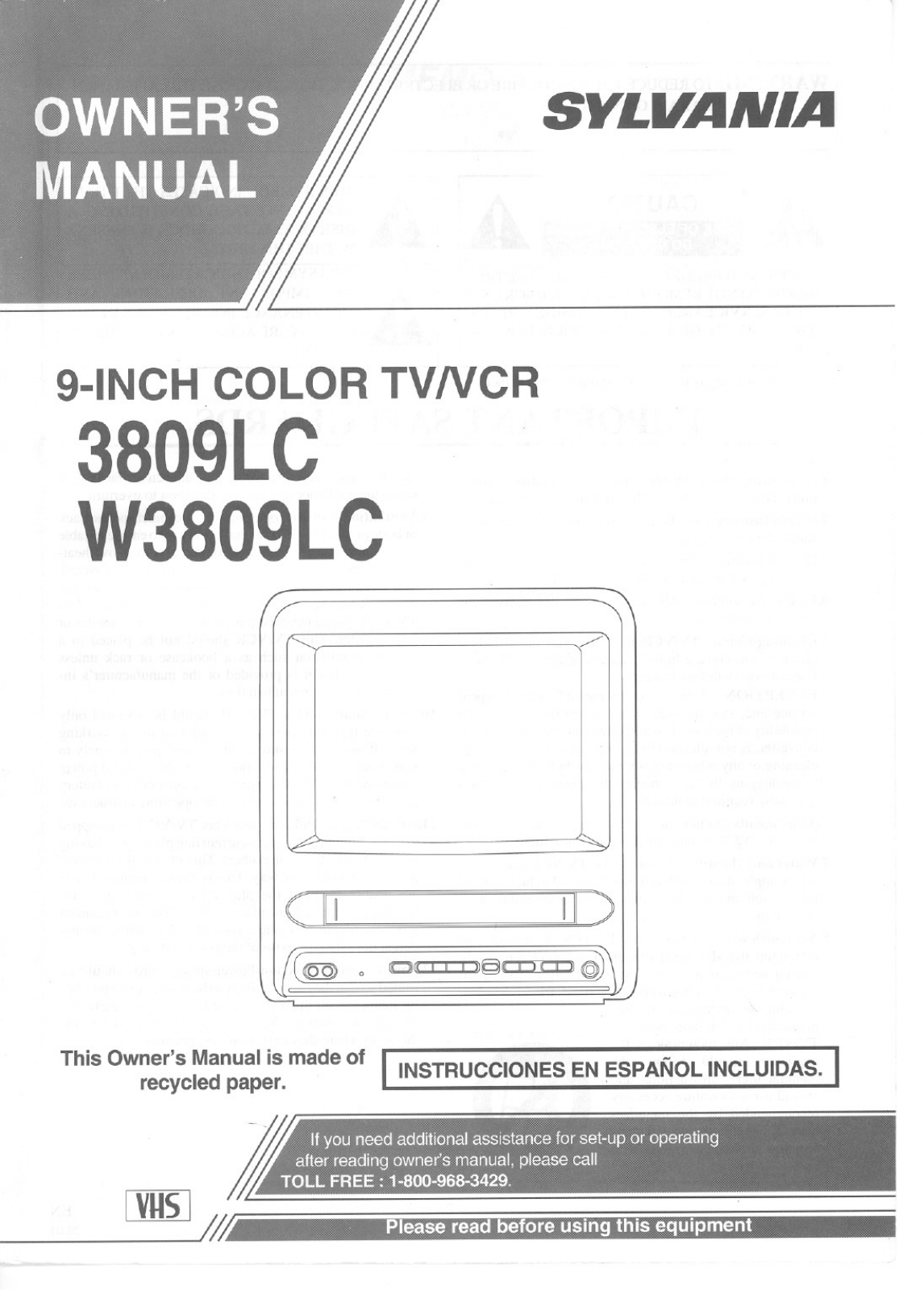 Sylvania W3809LC User Guide