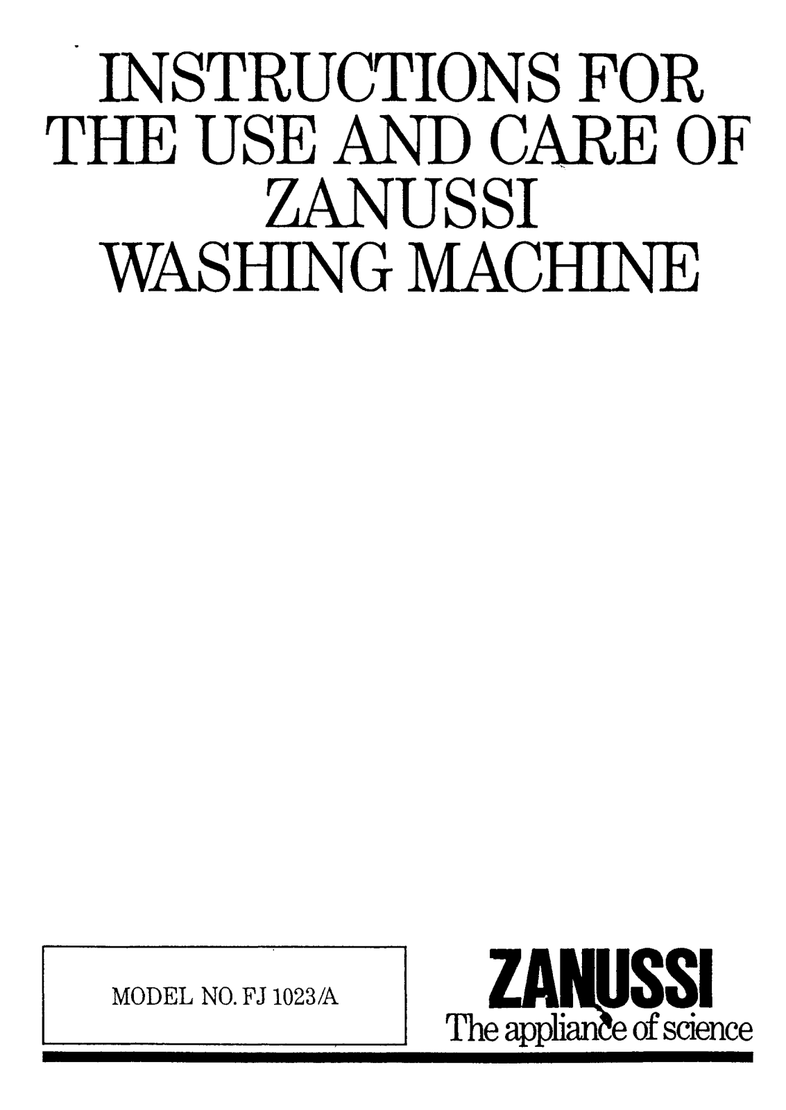 Zanussi FJ1023 User Manual