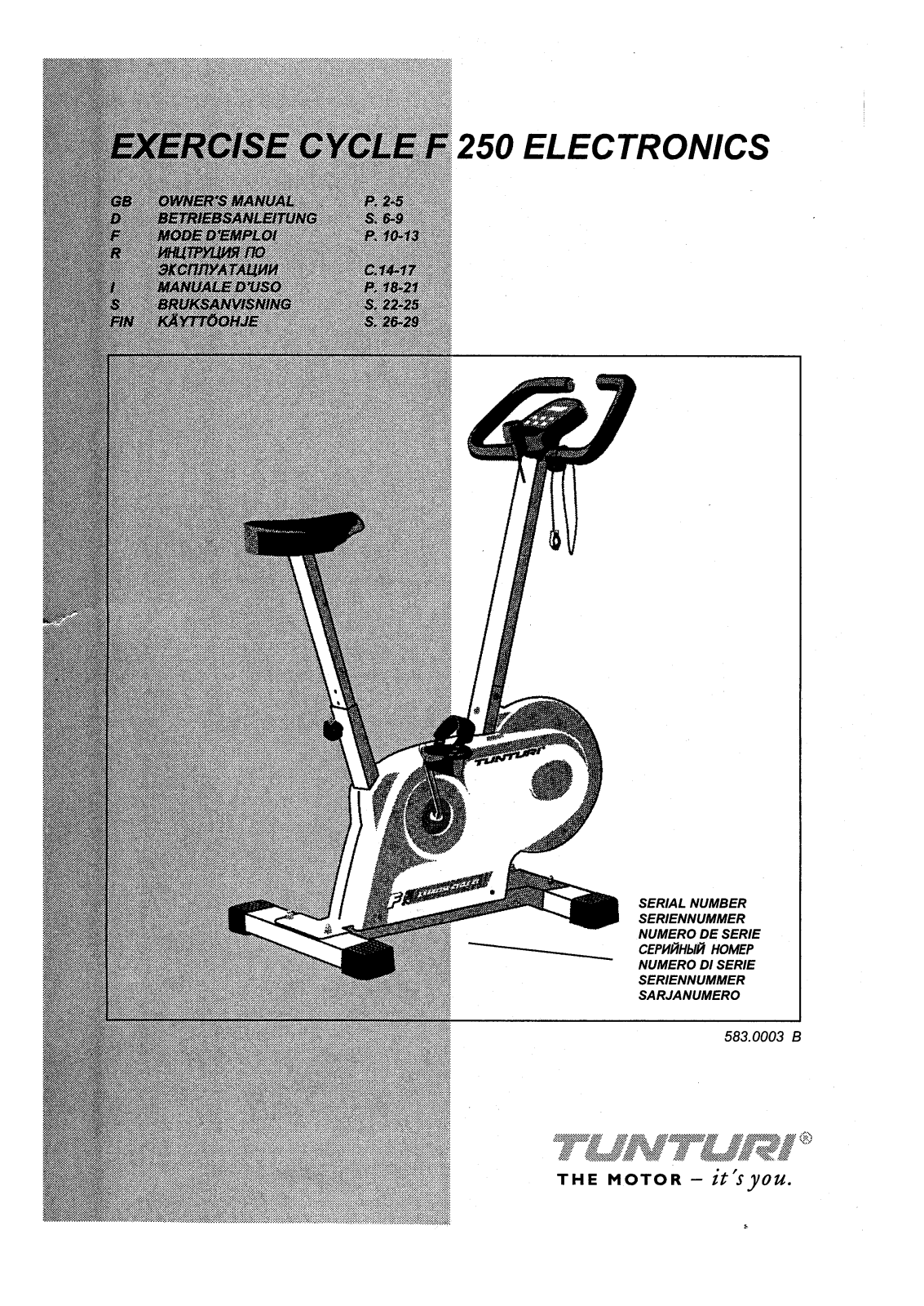 Tunturi F250 User Manual