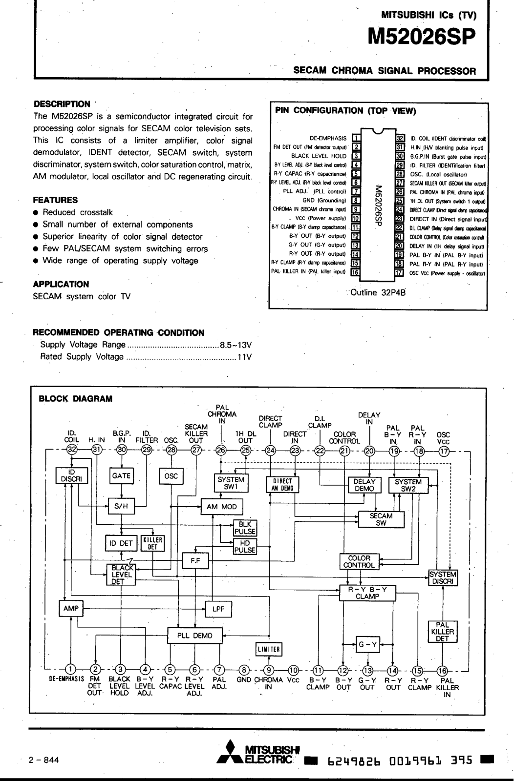 Mitsubishi M52026SP Datasheet