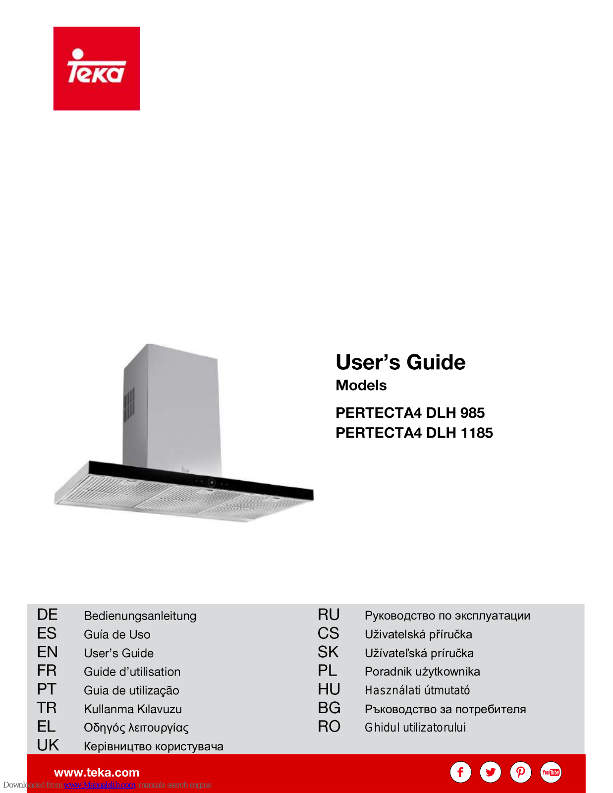 Teka Pertecta4 DLH 985, Pertecta4 DLH 1185, Quadro DLV 998, Quadro DLV 985, CNL 6415 PLUS User Manual