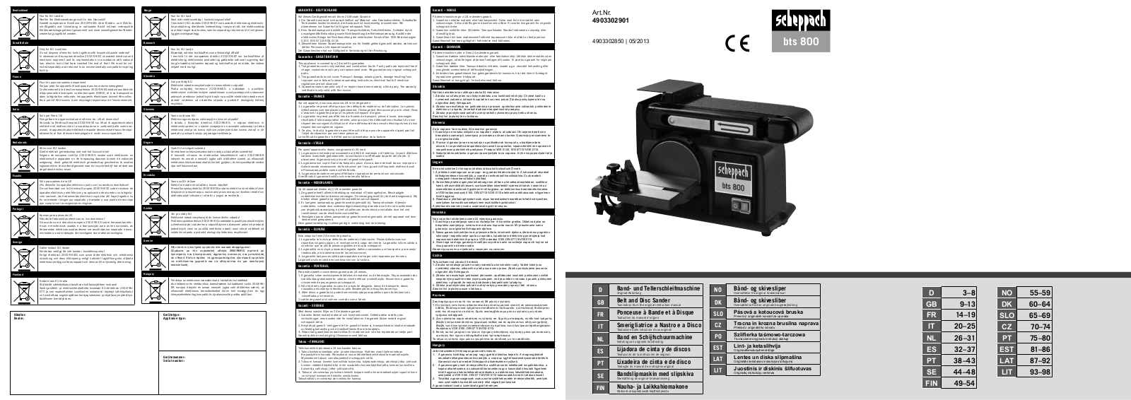 Scheppach BTS 800 Operating Instructions