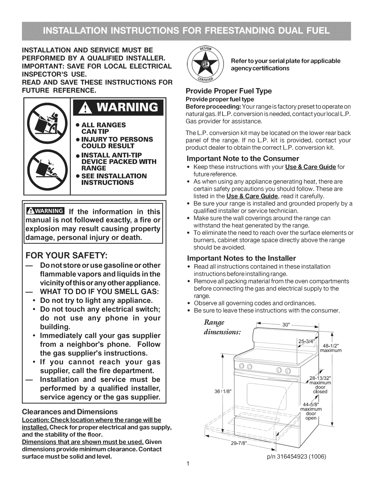 Kenmore Elite 79078502010, 79078502011, 79078502012, 79078502013, 79078503010 Installation Guide - ManualMachine.com