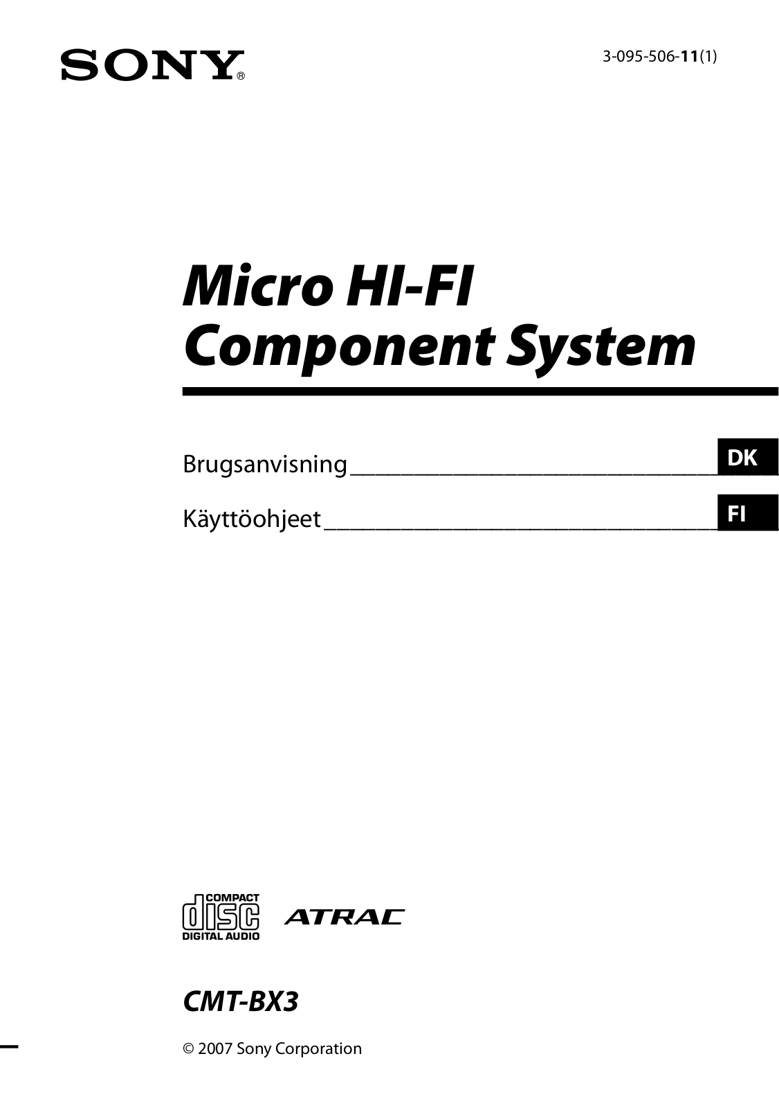 Sony CMT-BX3 User Manual