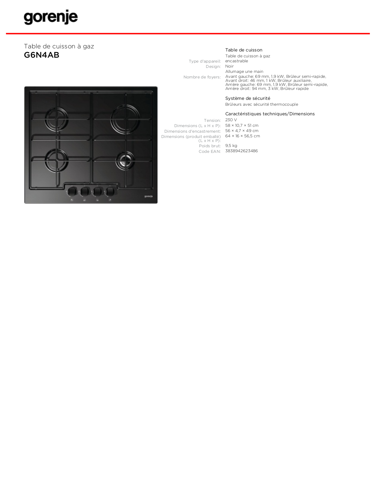 GORENJE G6N4AB User Manual