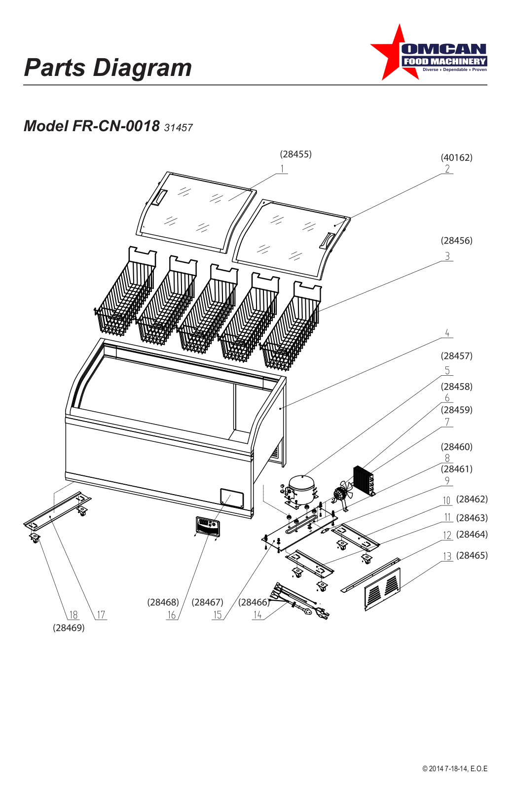 Omcan Food Machinery FR-CN-0018 Parts List