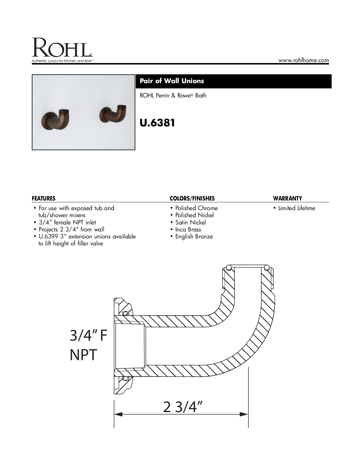 Rohl U6381EB User Manual