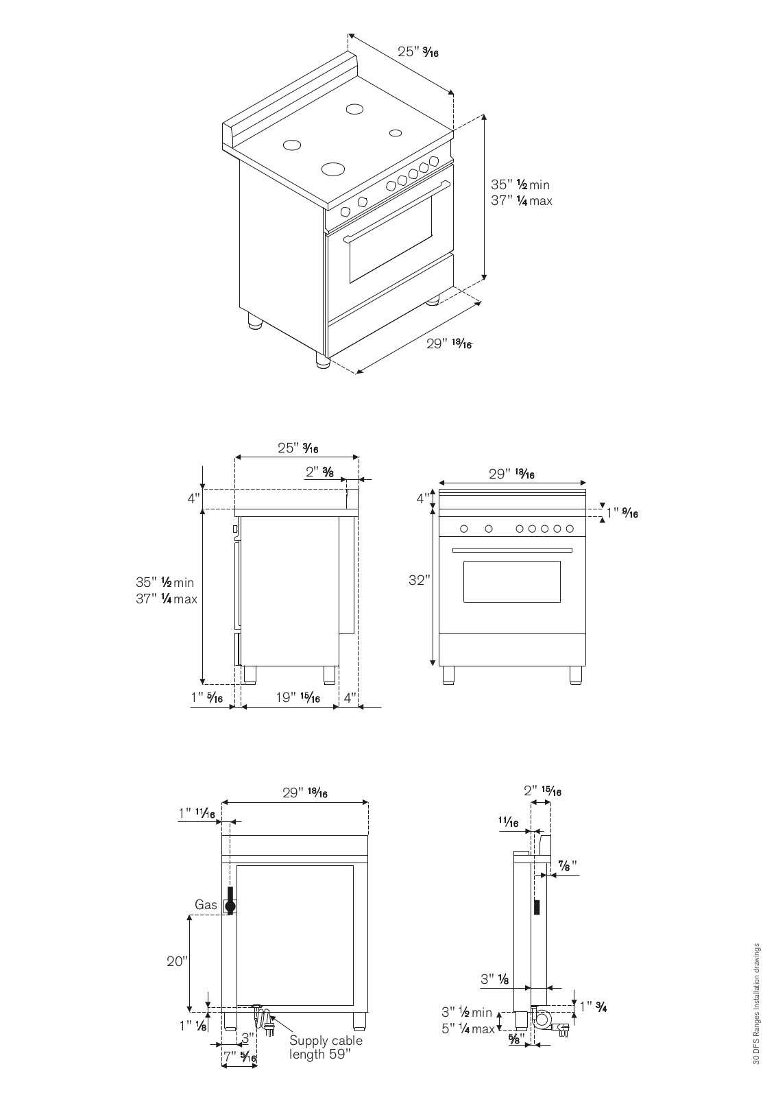 Bertazzoni PRO304DFSROLP, PRO304DFSAR, PRO304DFSVILP, PRO304DFSXLP, PRO304DFSNELP Installation Guide