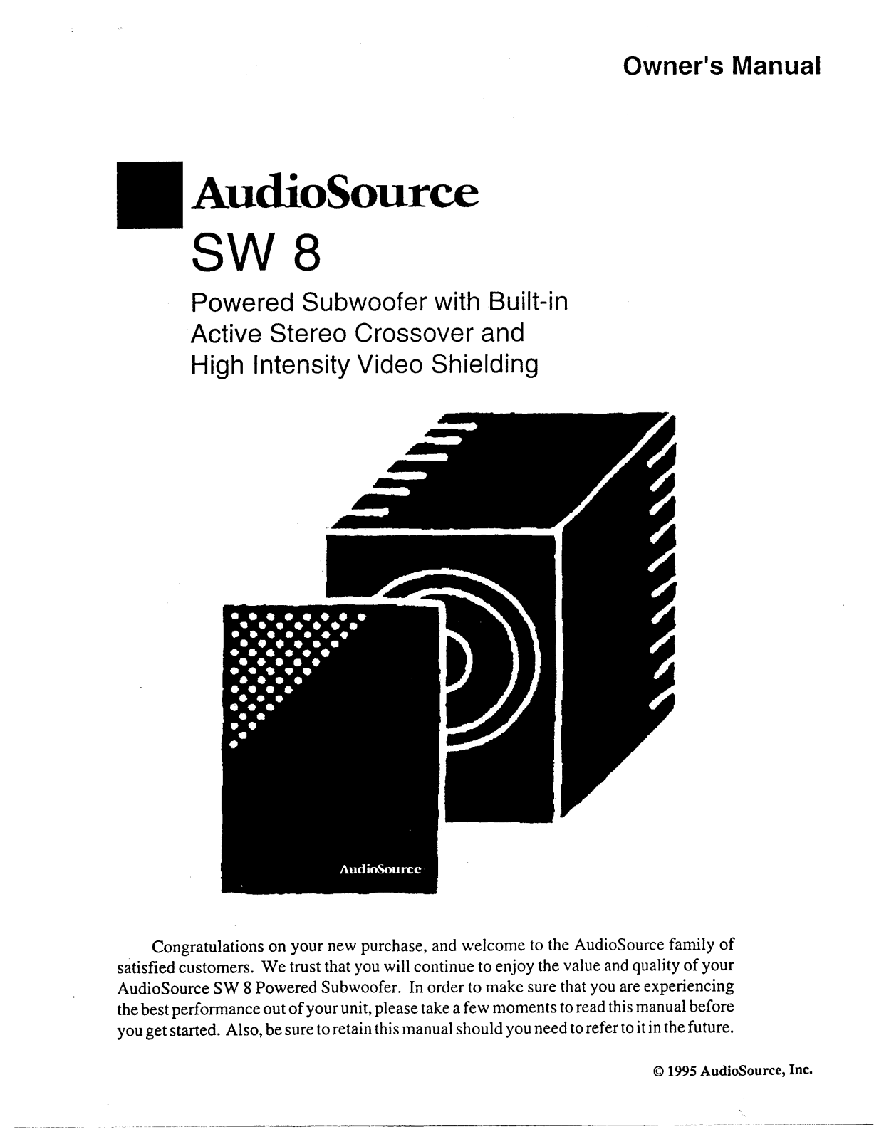 AudioSource SW 8 User Manual