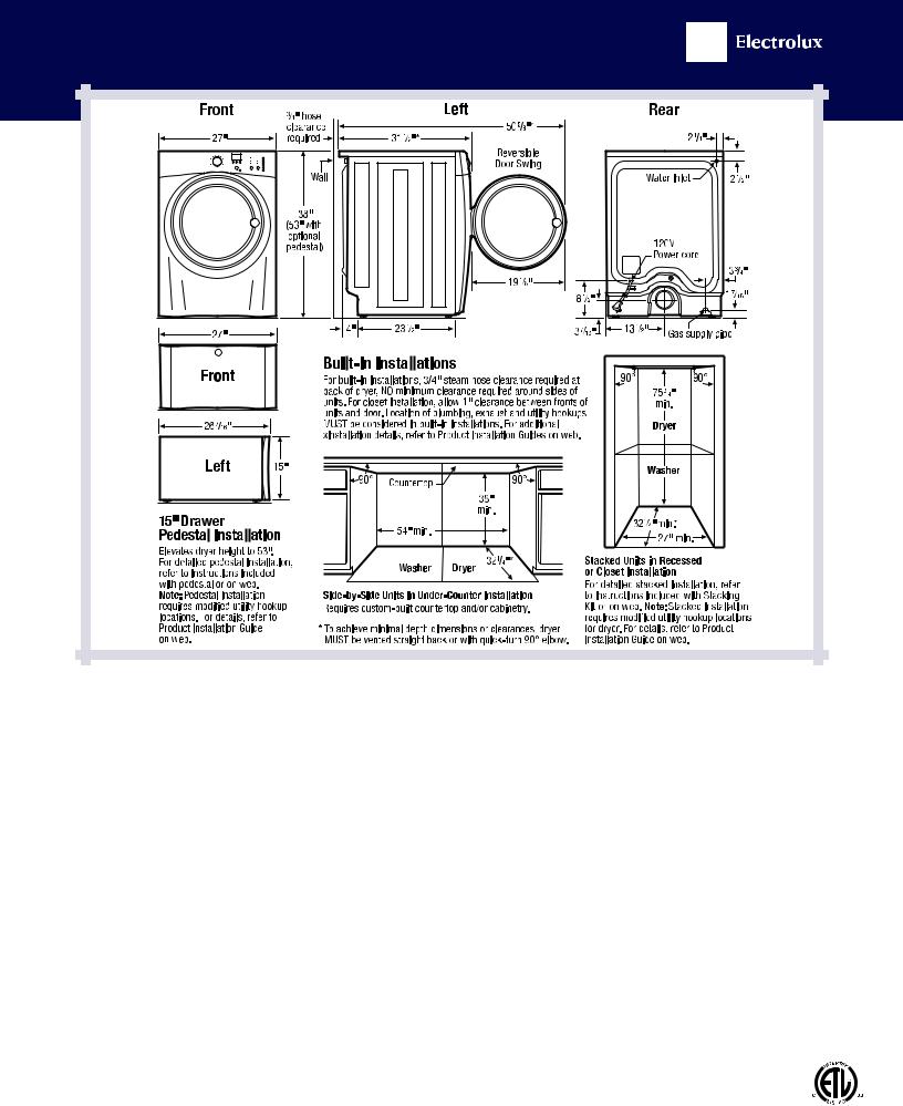 Electrolux EIMGD60J RR, EIMGD60JMB Specification Sheet