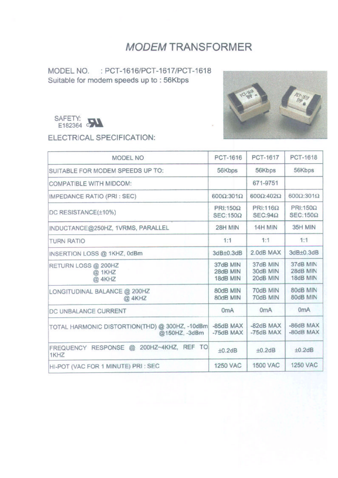 MICRO PCT-1616, PCT-1617, PCT-1618 Datasheet