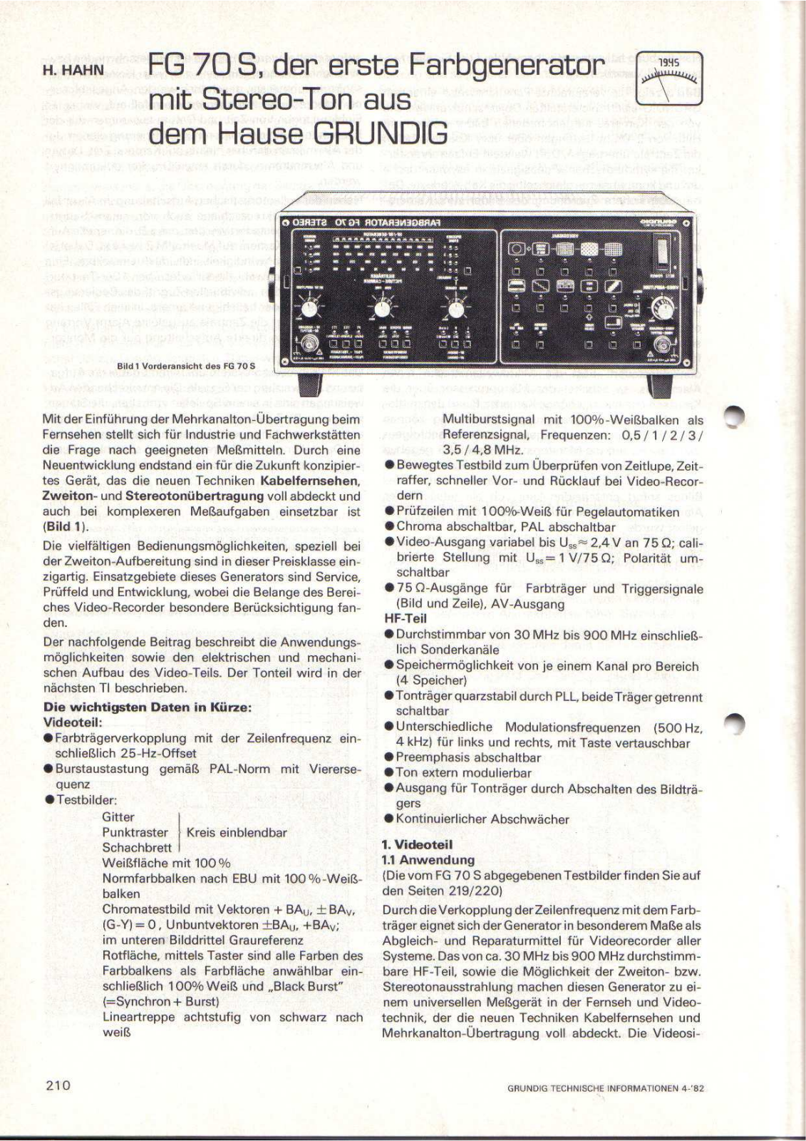 Grundig FG-70-S Owners Manual