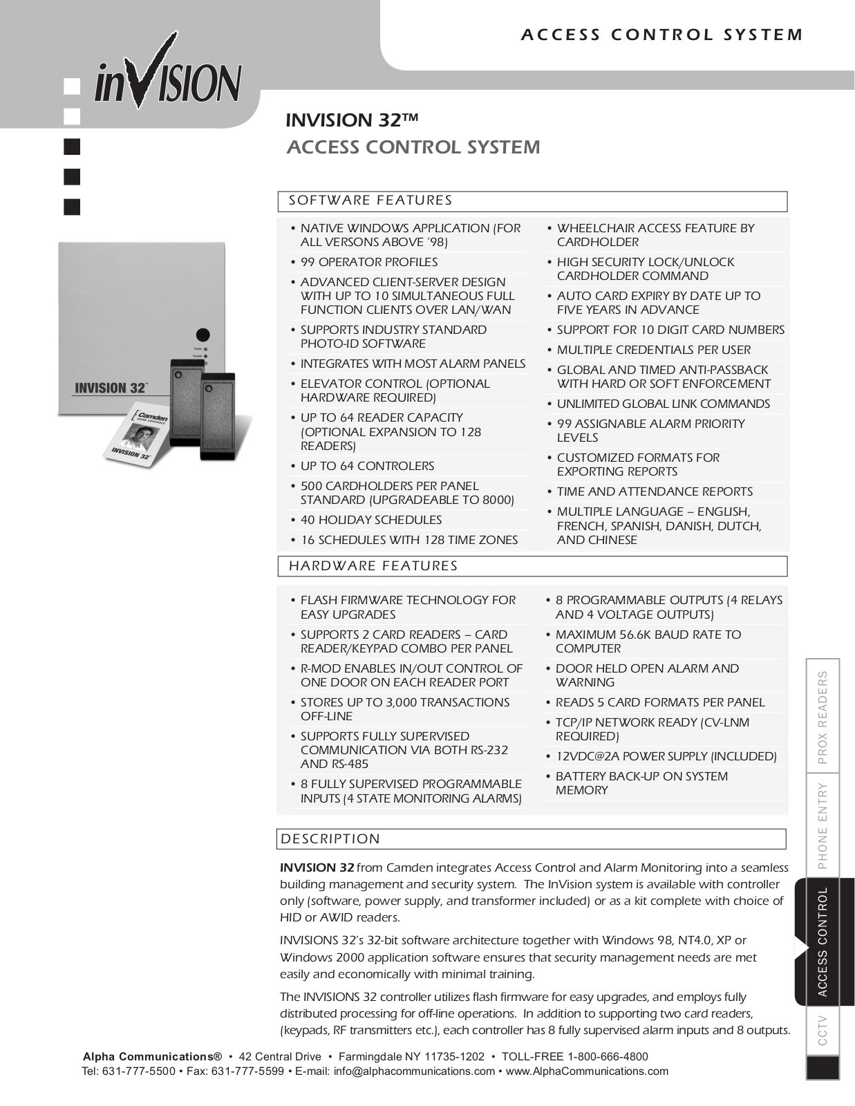 Alpha CV-32A1 Specsheet