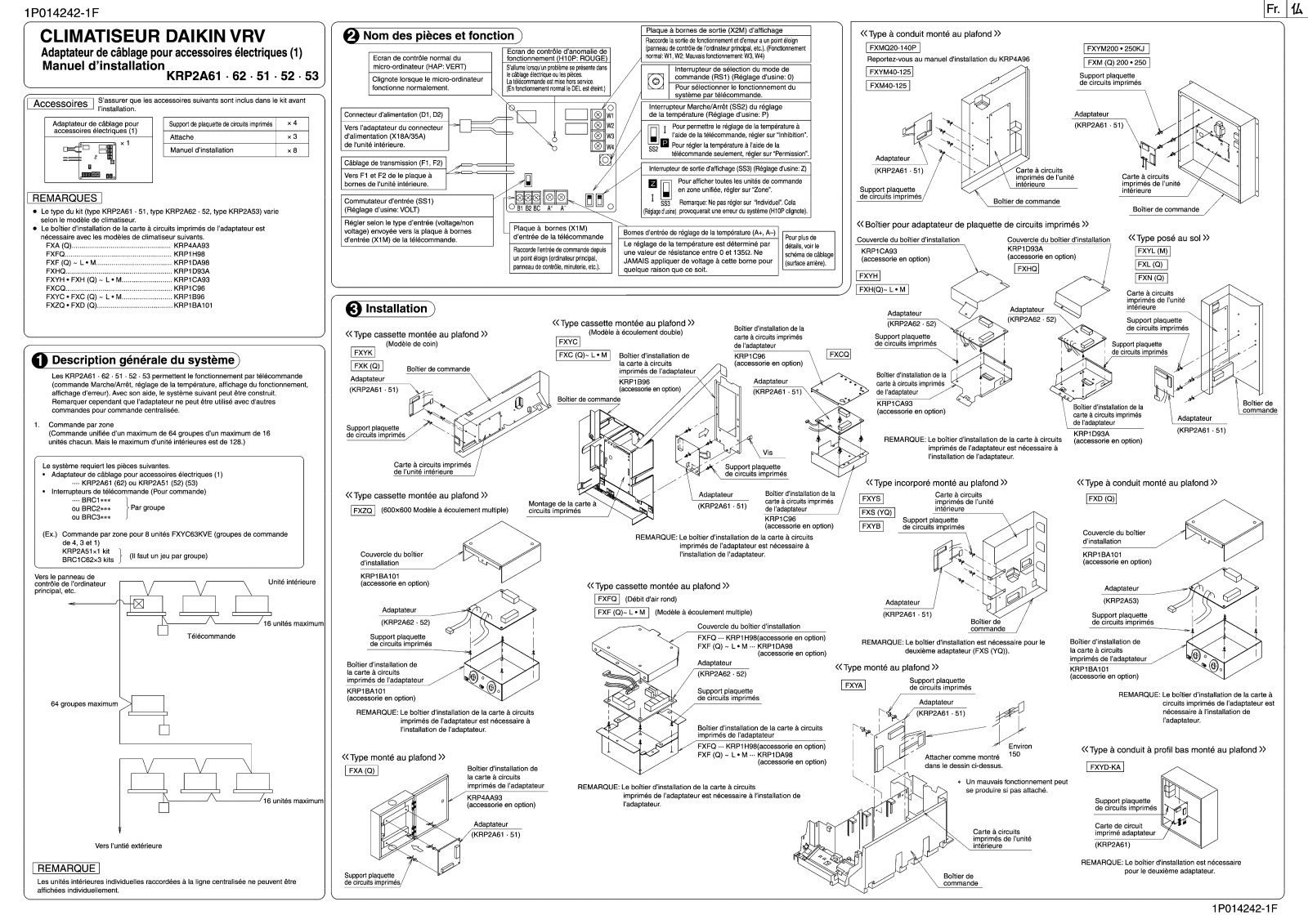 Daikin KRP2A52 Installation manuals