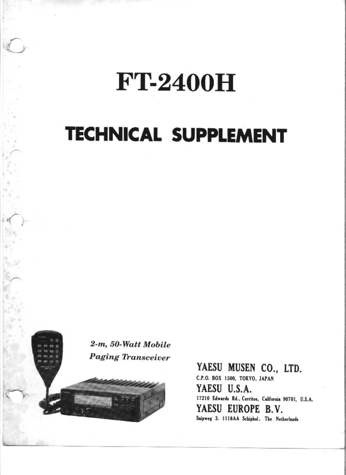 Yaesu FT-2400H Technical supplement