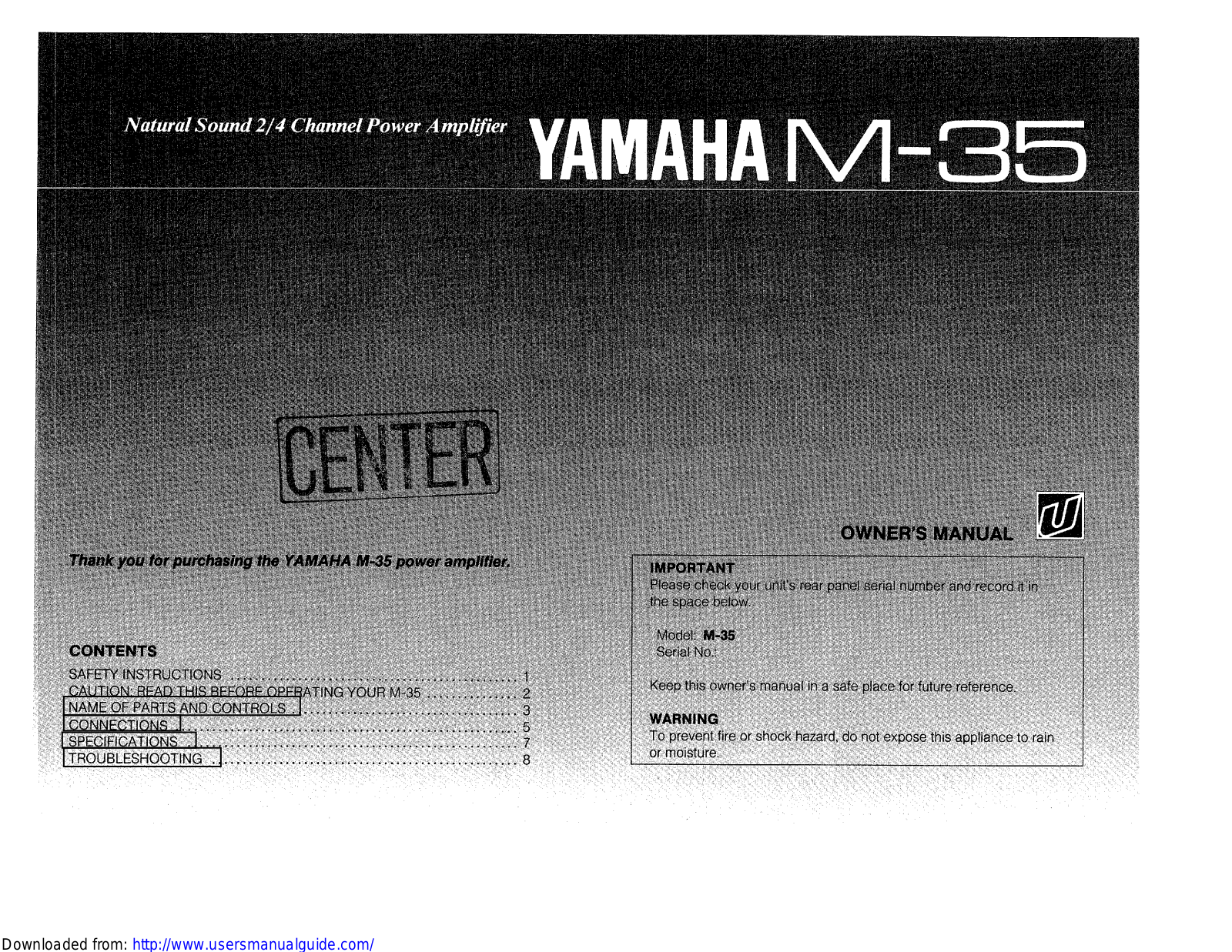 Yamaha Audio M-35 User Manual