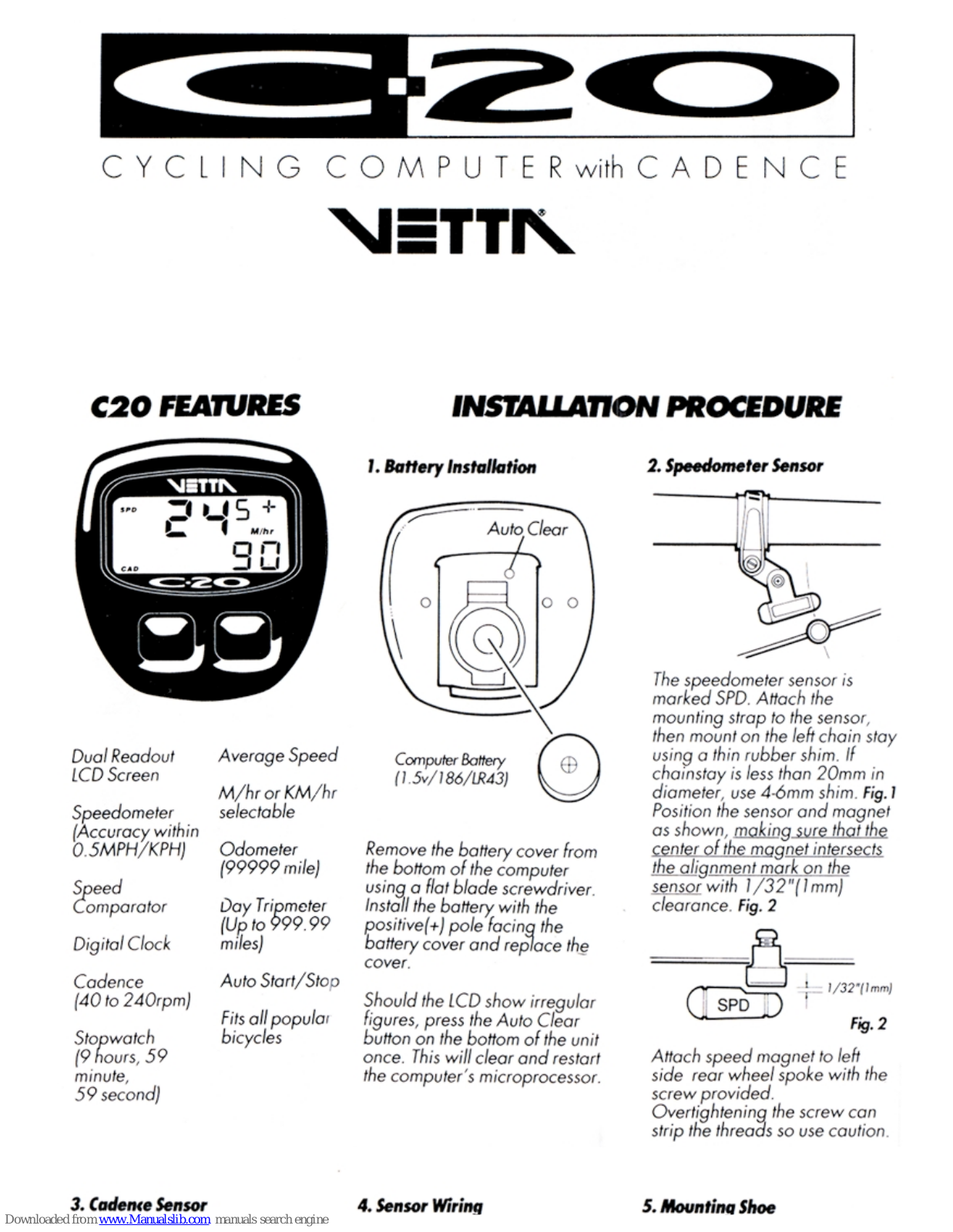 Vetta C-20 Installation And Operation Manual