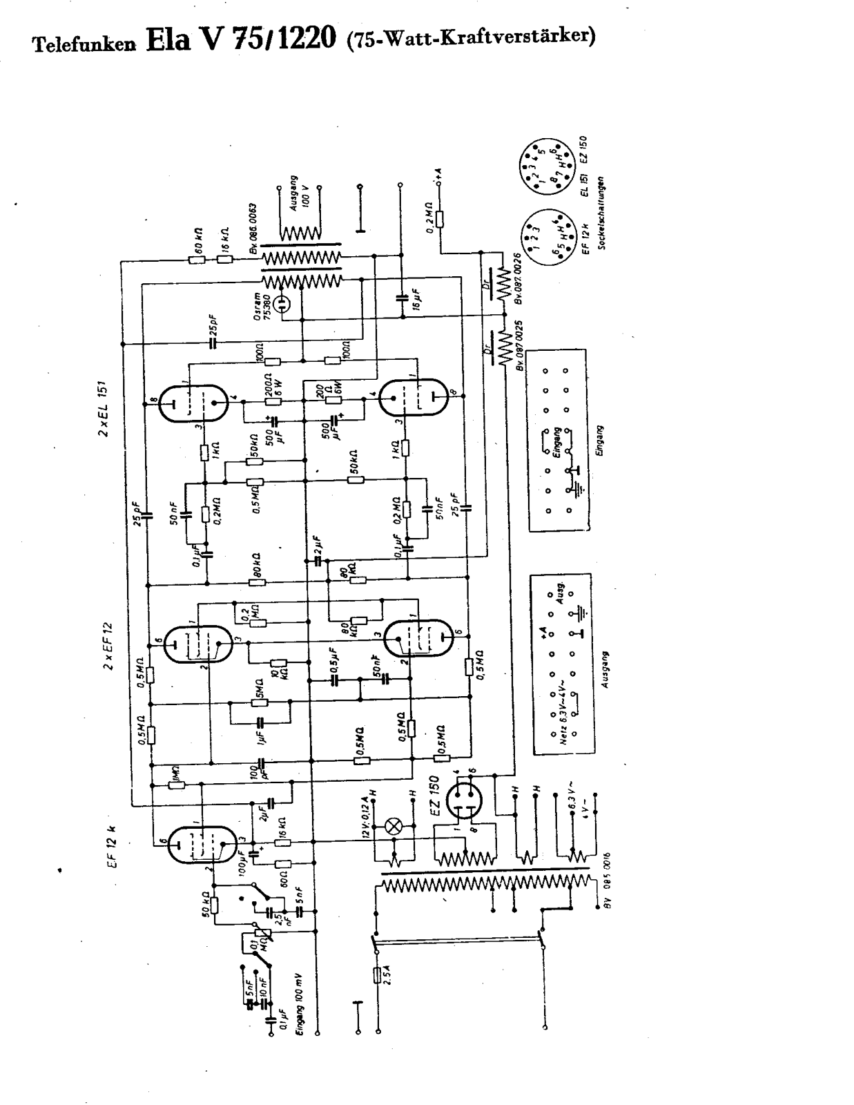 Telefunken Ela V75 Cirquit Diagram