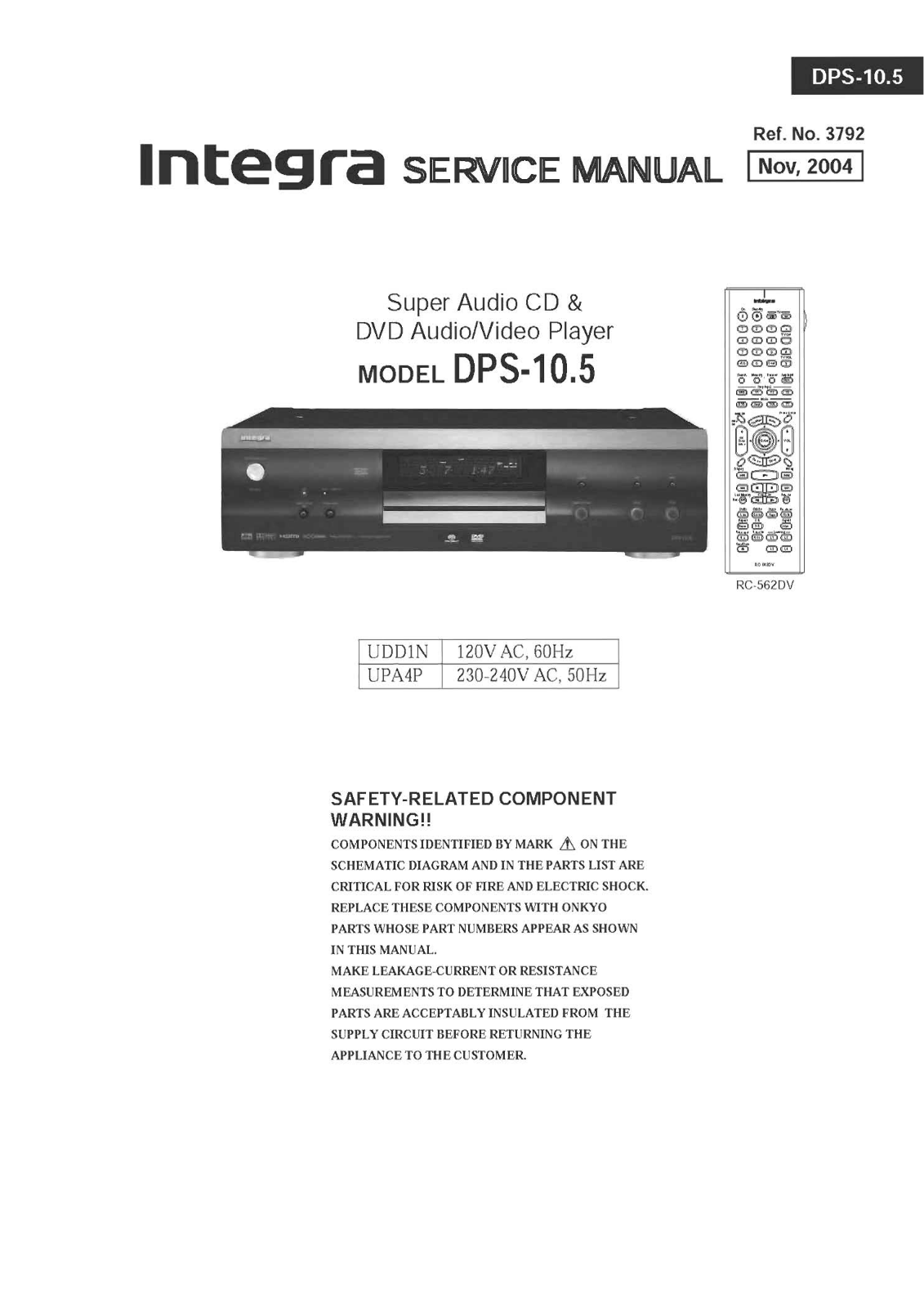 Onkyo DSP-10.5 Service Manual