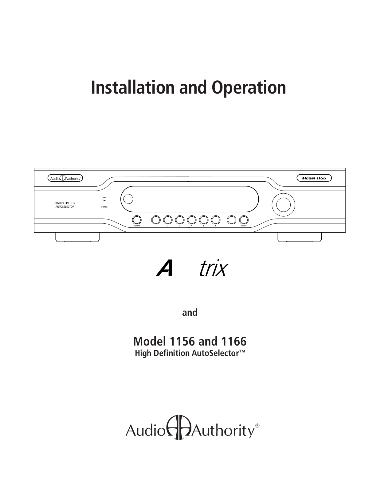 Audio Authority 1156, 1166 User Manual