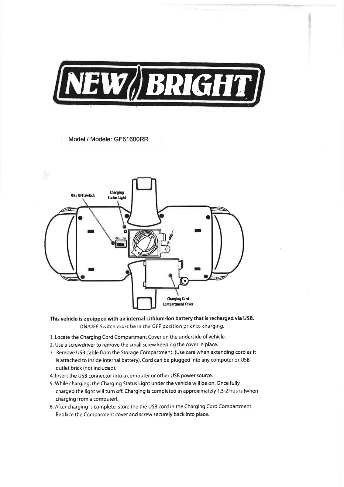 New Bright Co GF61600RR User Manual