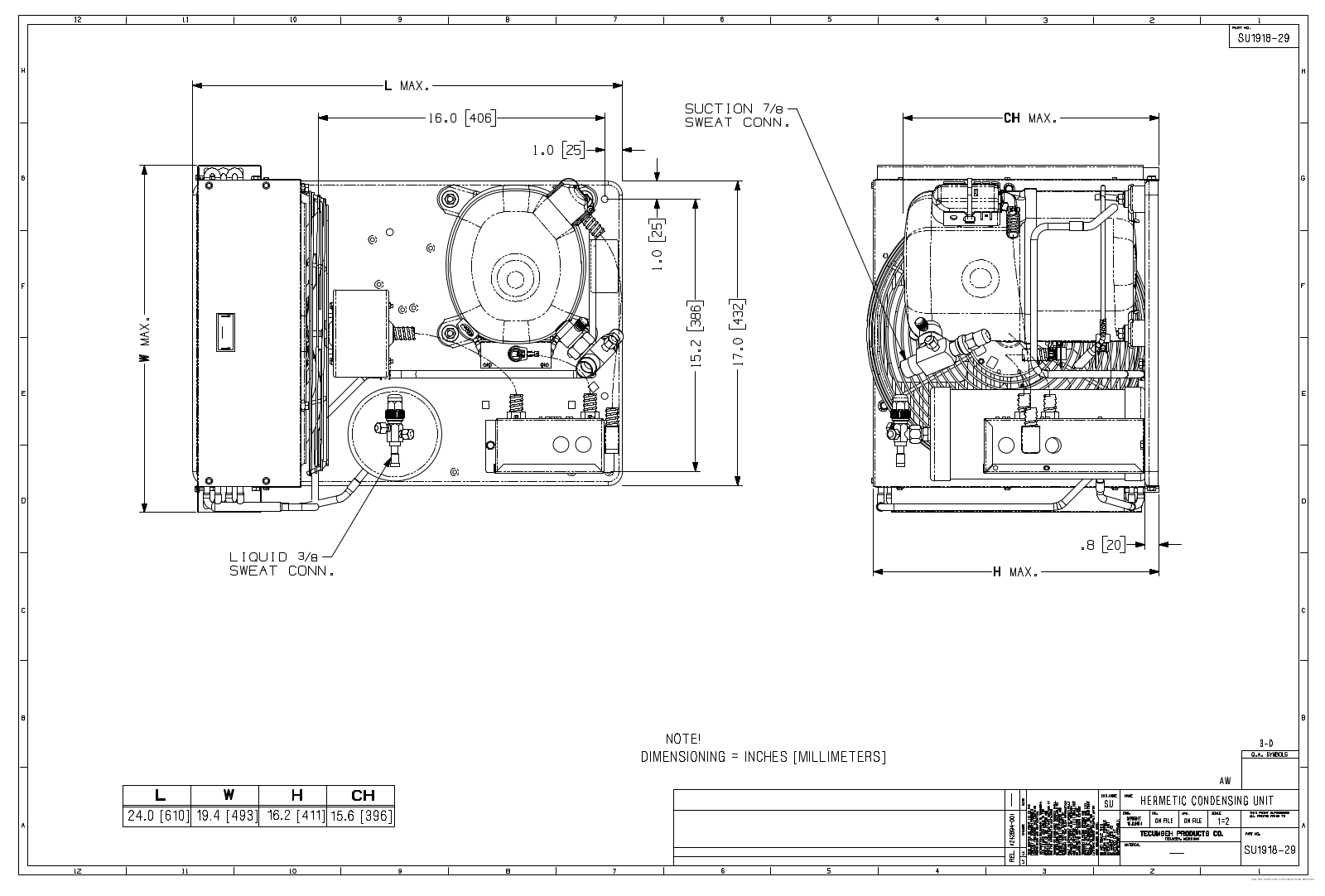 Tecumseh AWG4517CXNXC Drawing Data