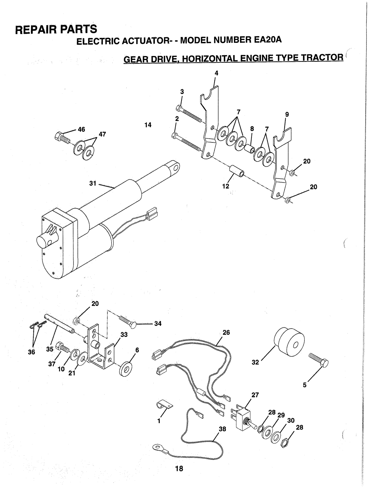 AYP EA20 Parts List