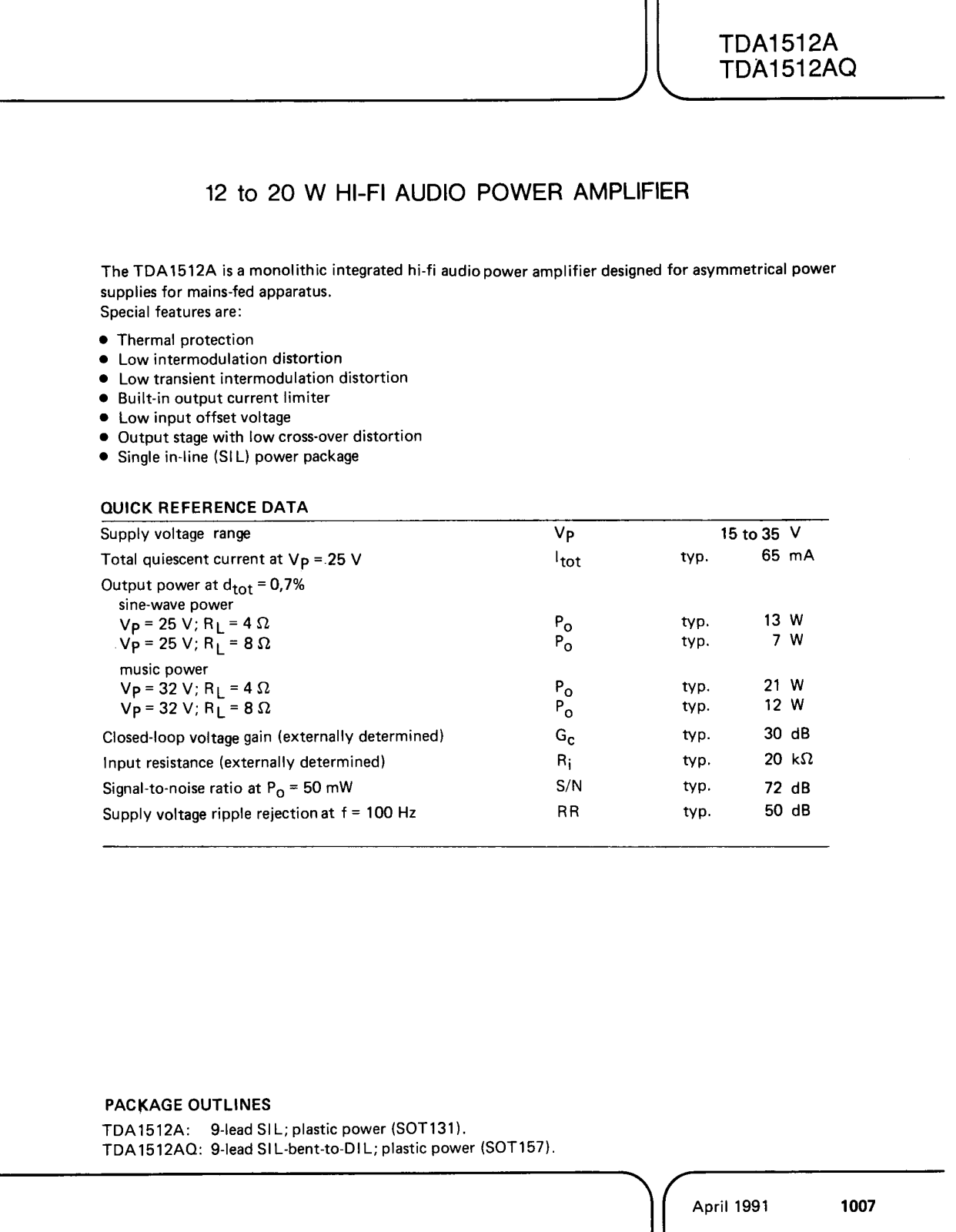 Datasheet TDA1512A Specification - ManualMachine.com