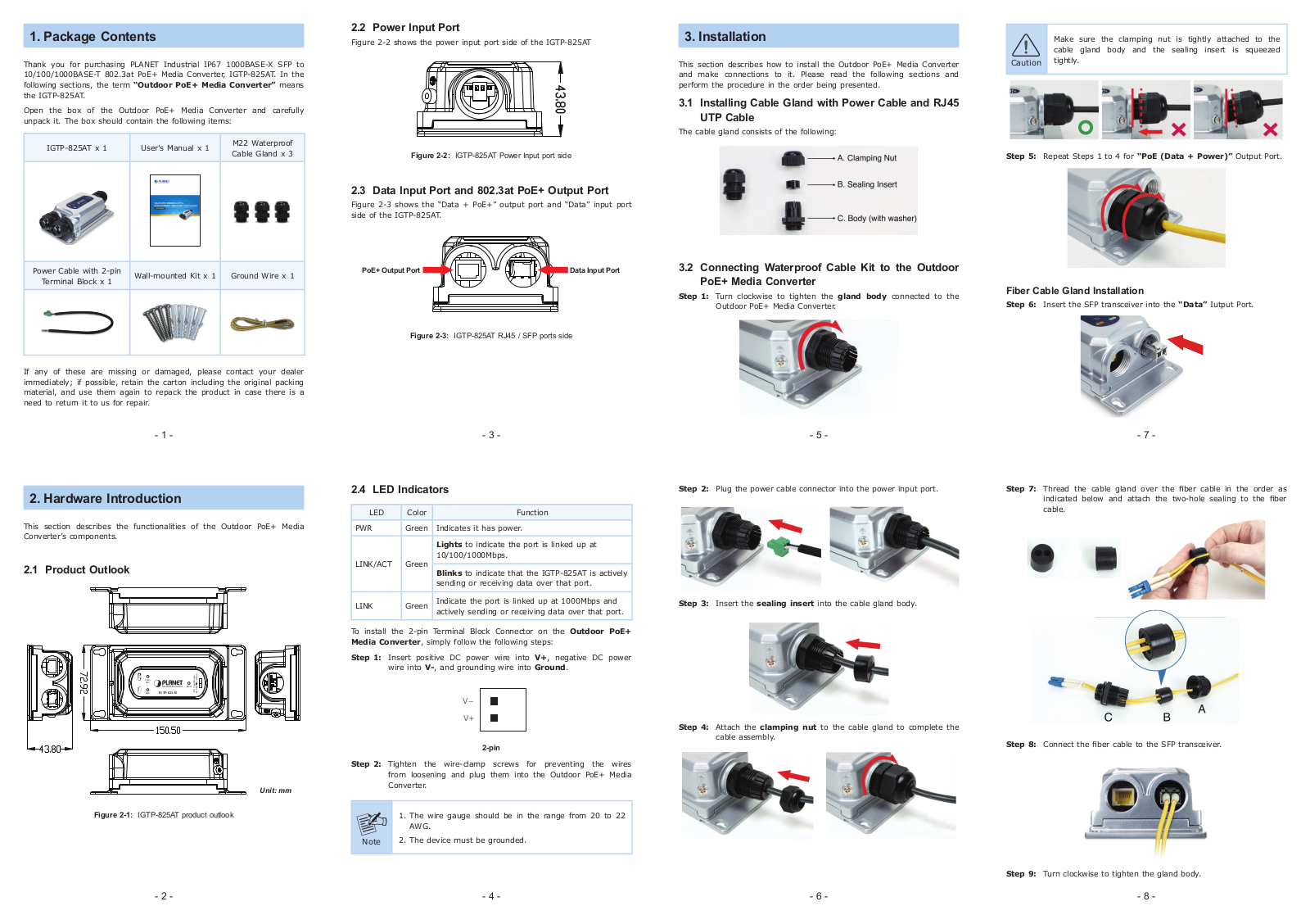 Planet IGTP-825AT Installation Manual