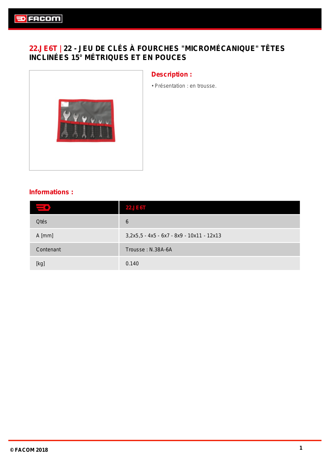 Facom 22.JE6T Specification - ManualMachine.com
