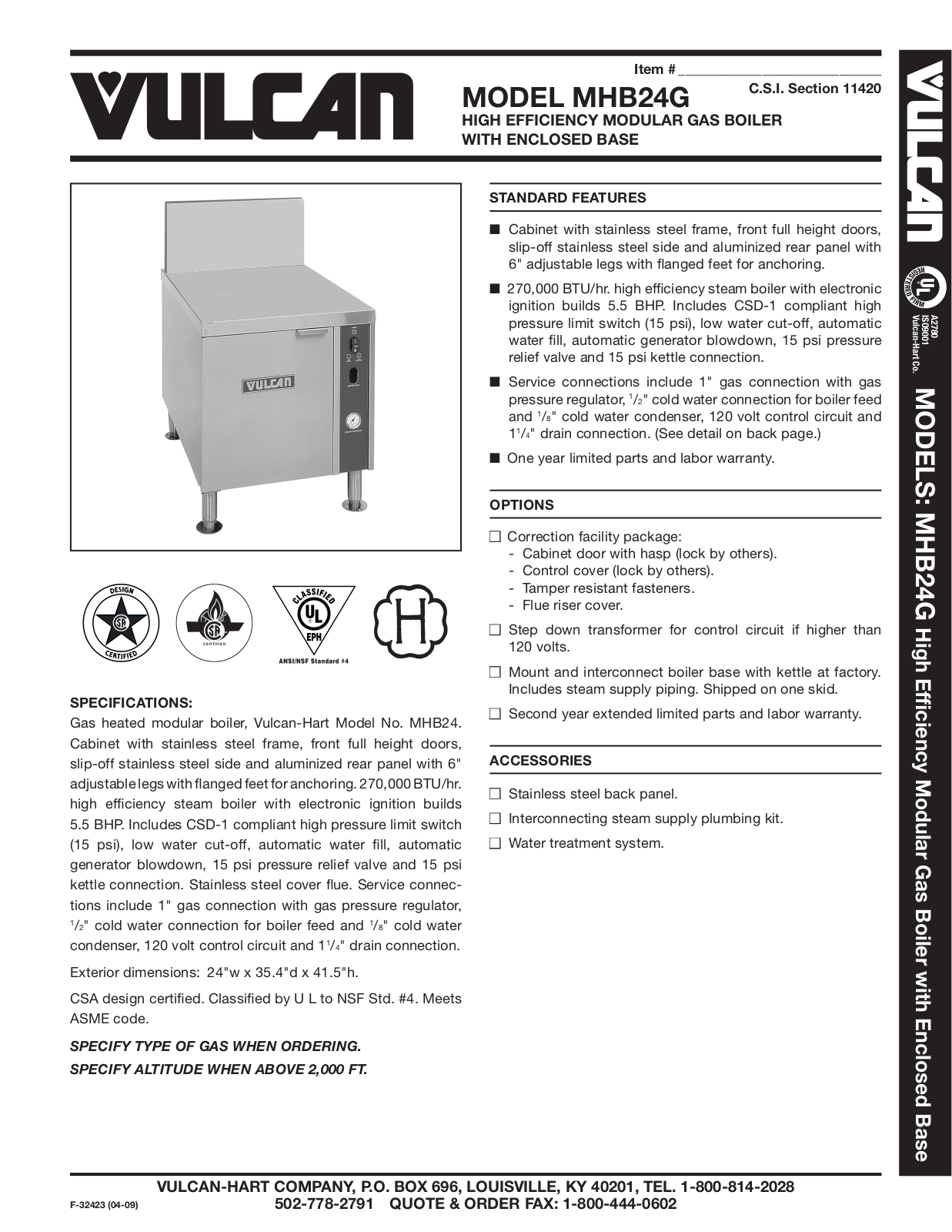 Vulcan MHB24G User Manual