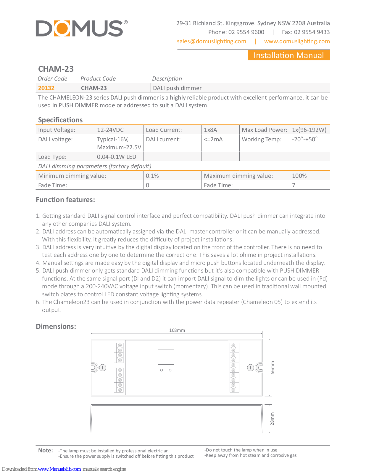 Domus CHAM-23, CHAMELEON-23 Installation Manual - ManualMachine.com