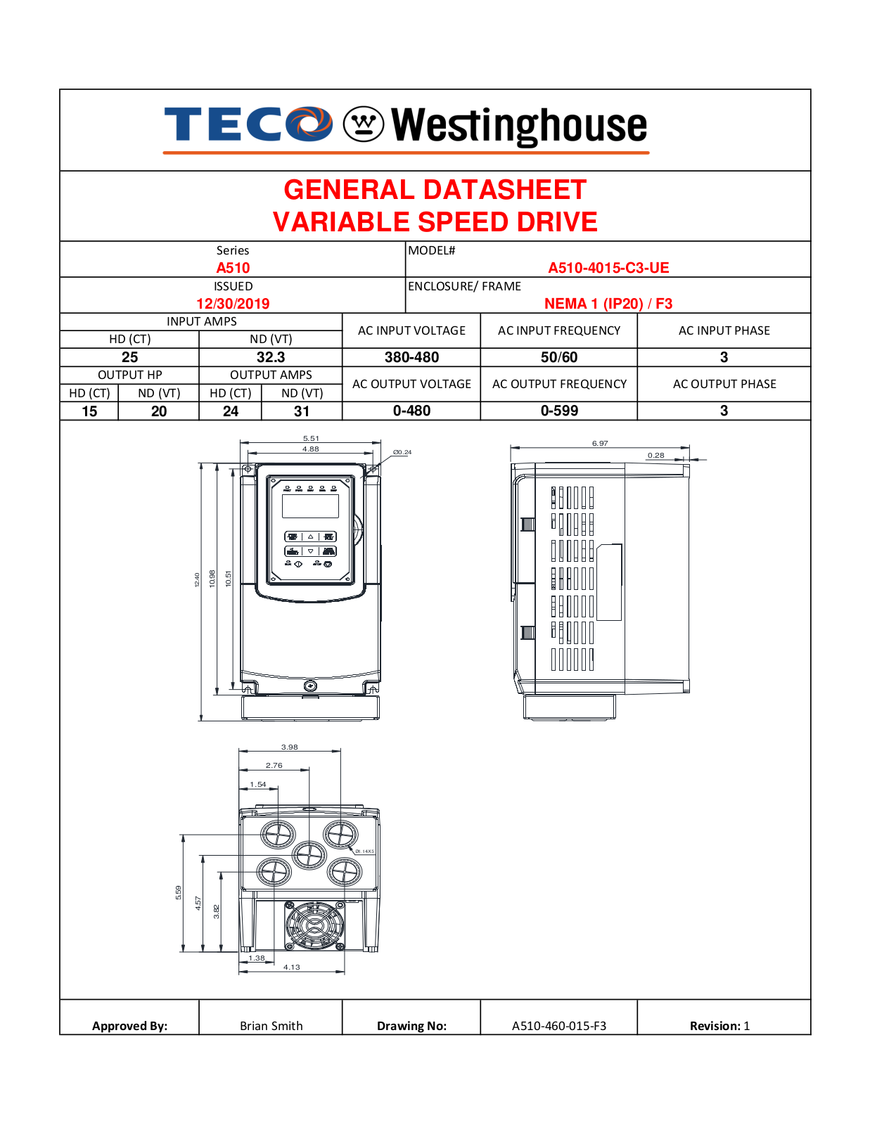 Teco A510-4015-C3-UE Data Sheet