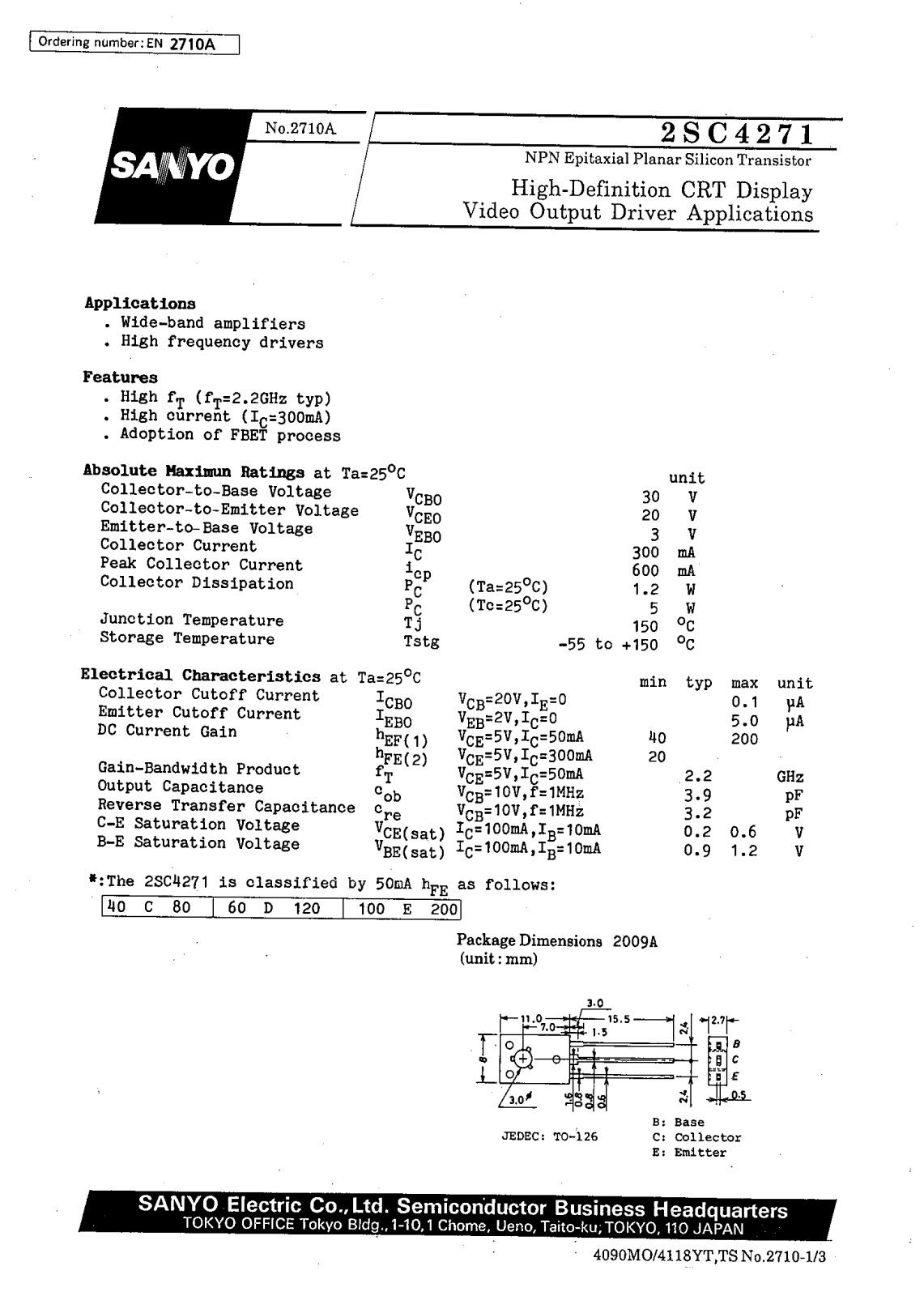 SANYO 2SC4271 Datasheet