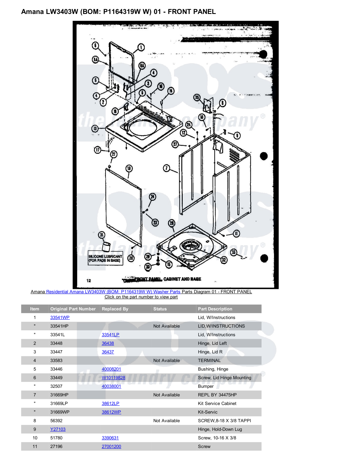 Amana LW3403W Parts Diagram