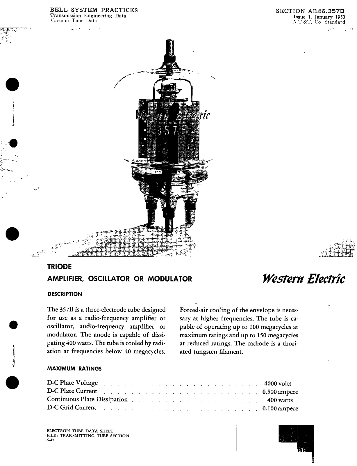 Western Electric 357-B Brochure