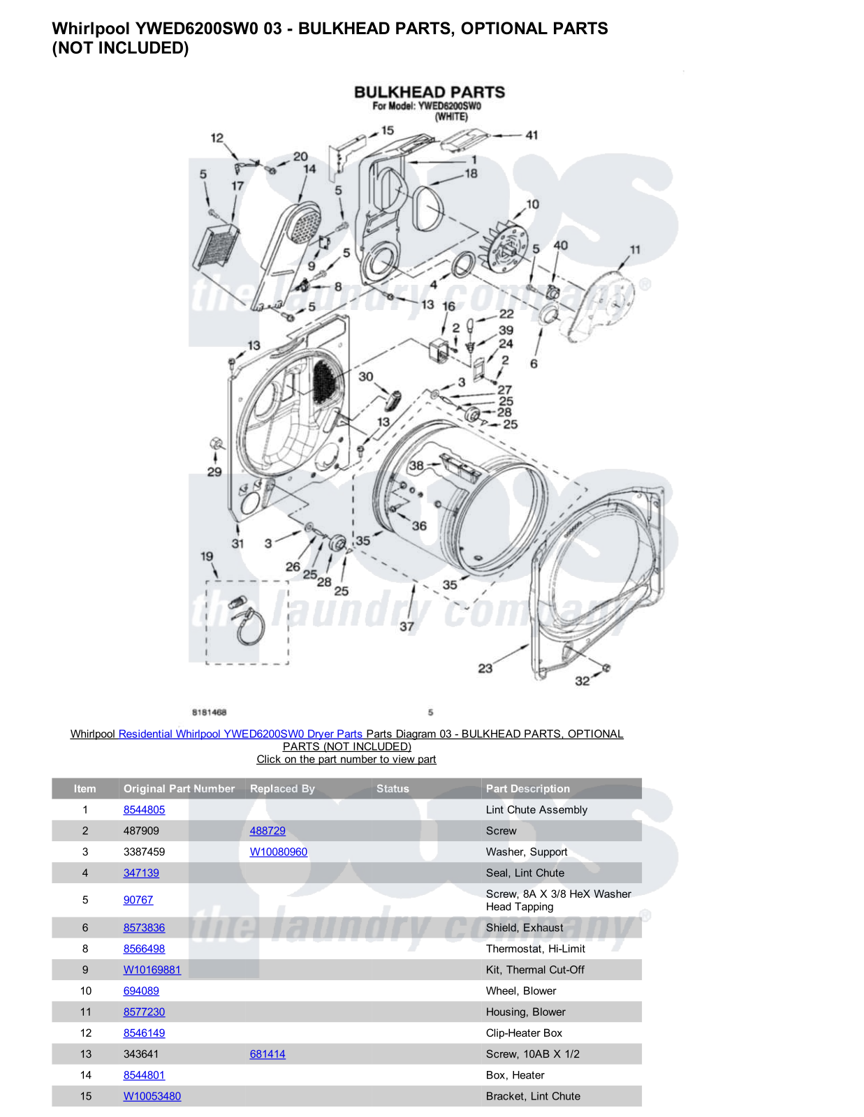 Whirlpool YWED6200SW0 Parts Diagram