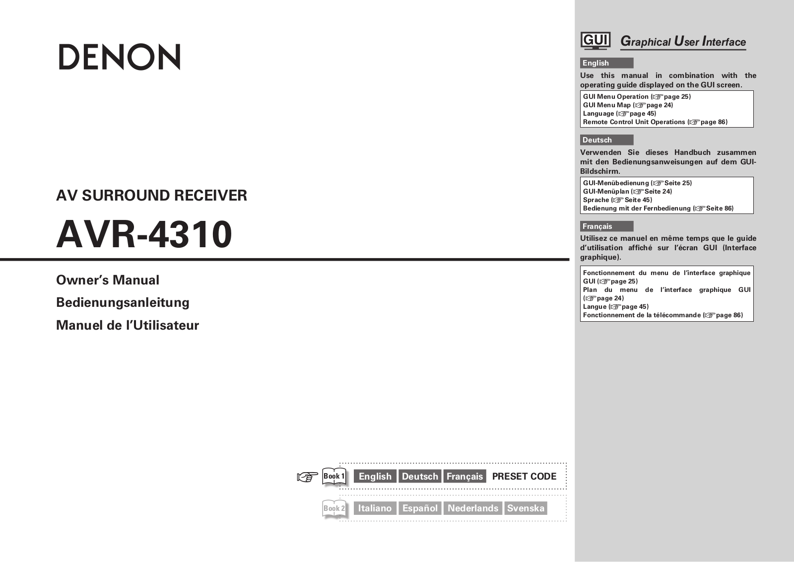 Denon AVR-4310E2 User Manual