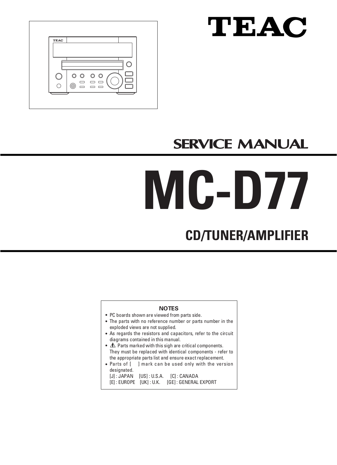 TEAC MCD-77 Service manual