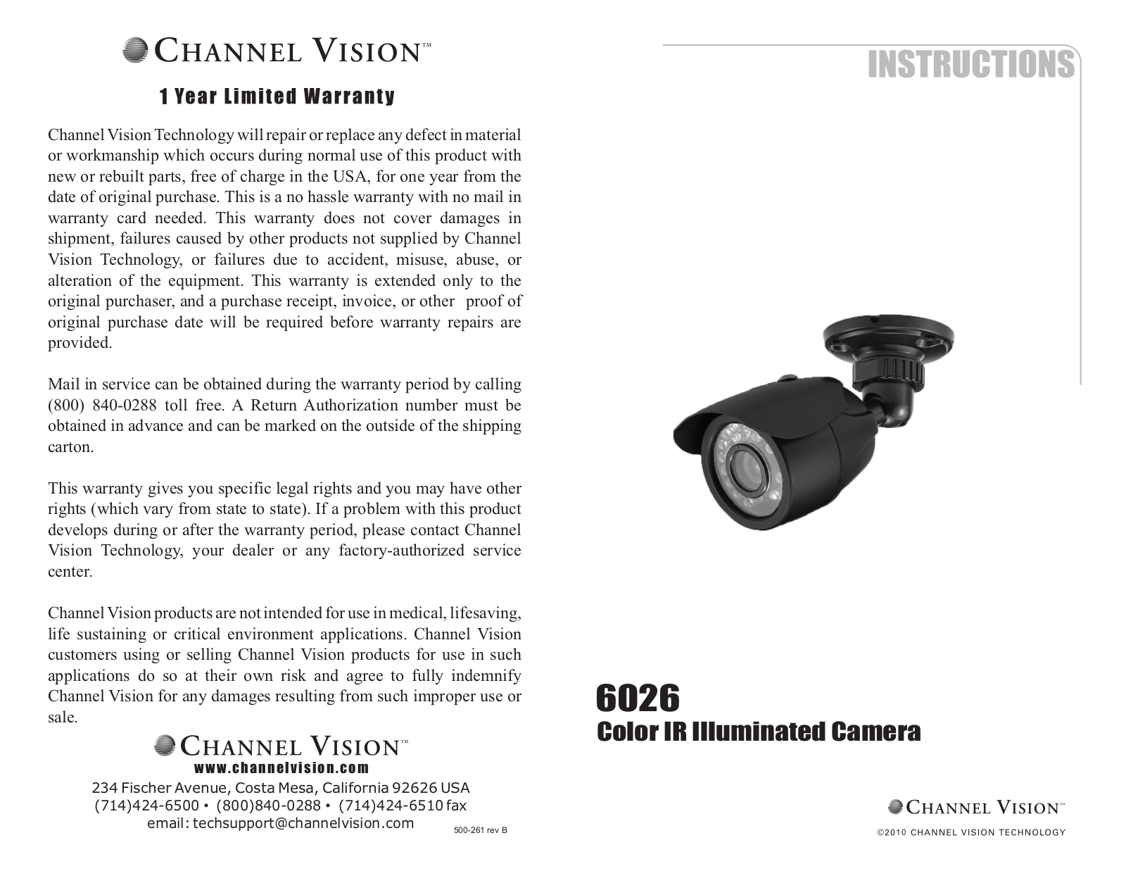 Channel Vision 6026 User Manual