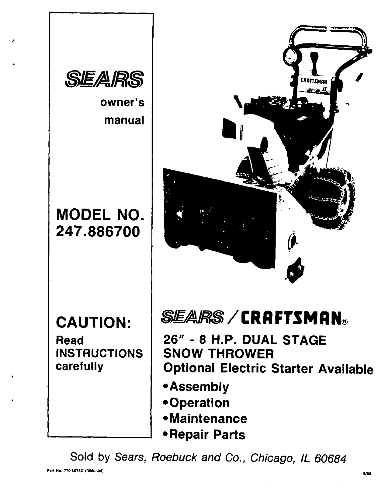 Sears 247.8867 User Manual